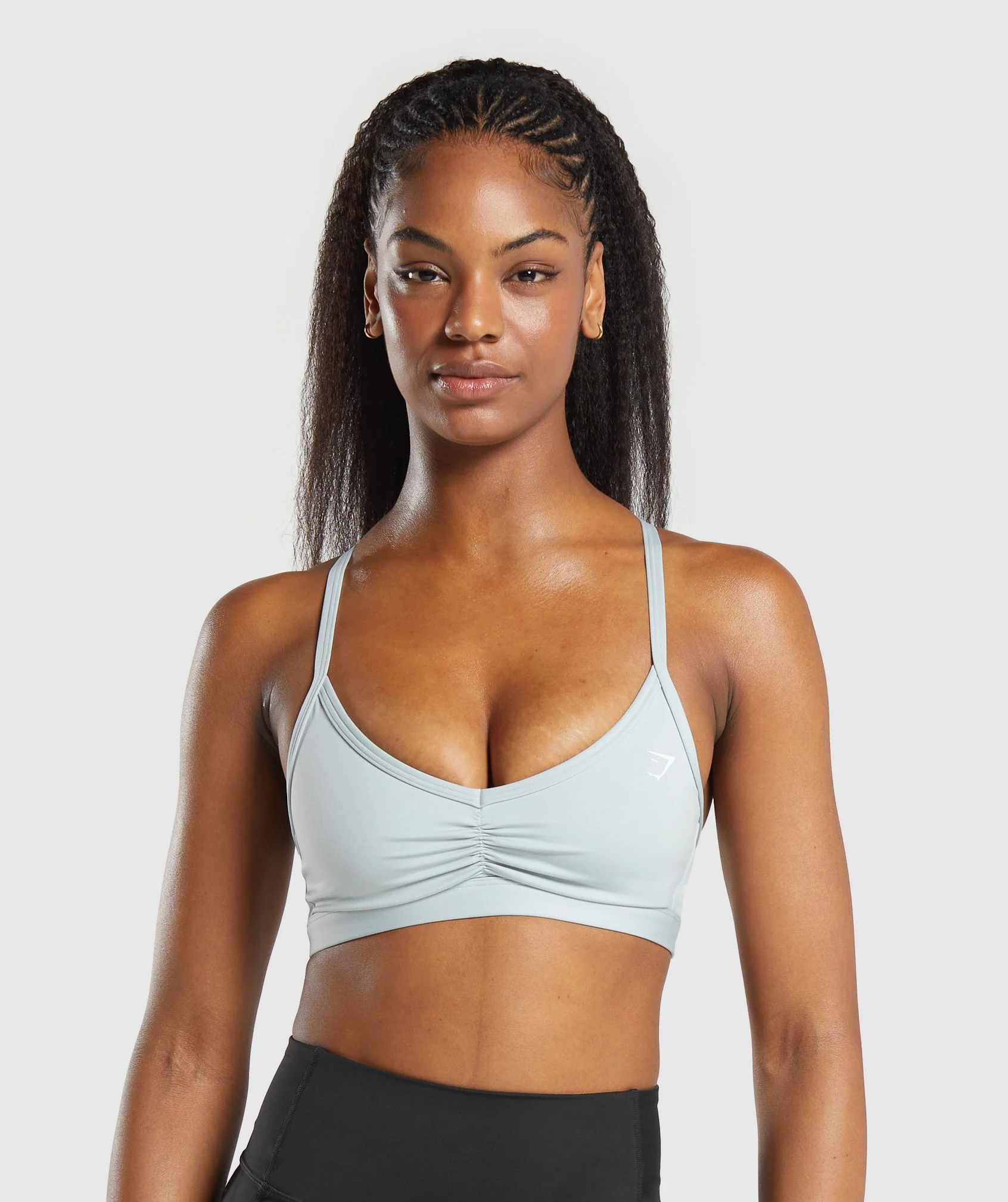 Gymshark Ruched Strappy Sports Bra - Cool Blue - Image 2