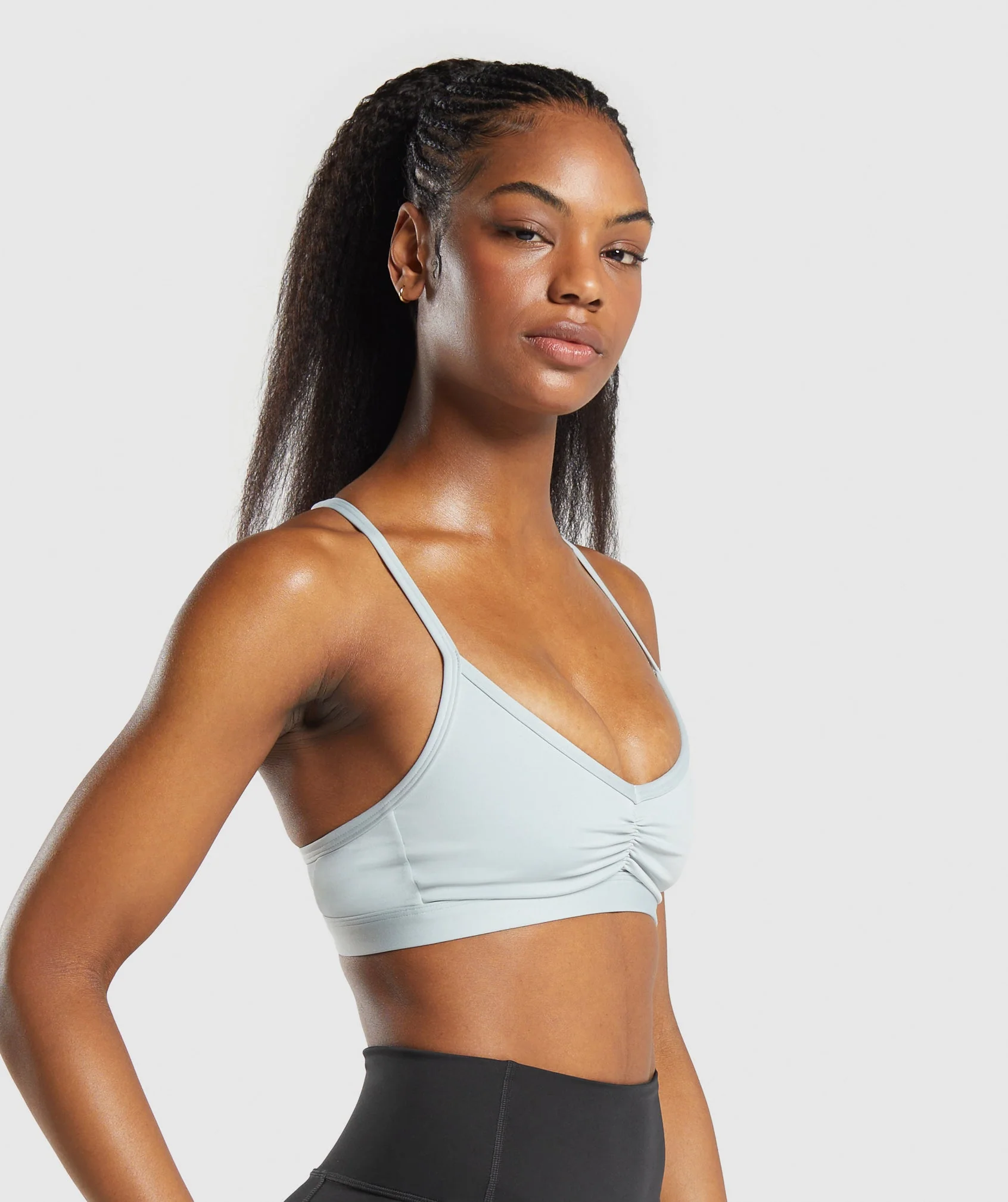 Gymshark Ruched Strappy Sports Bra - Cool Blue - Image 3