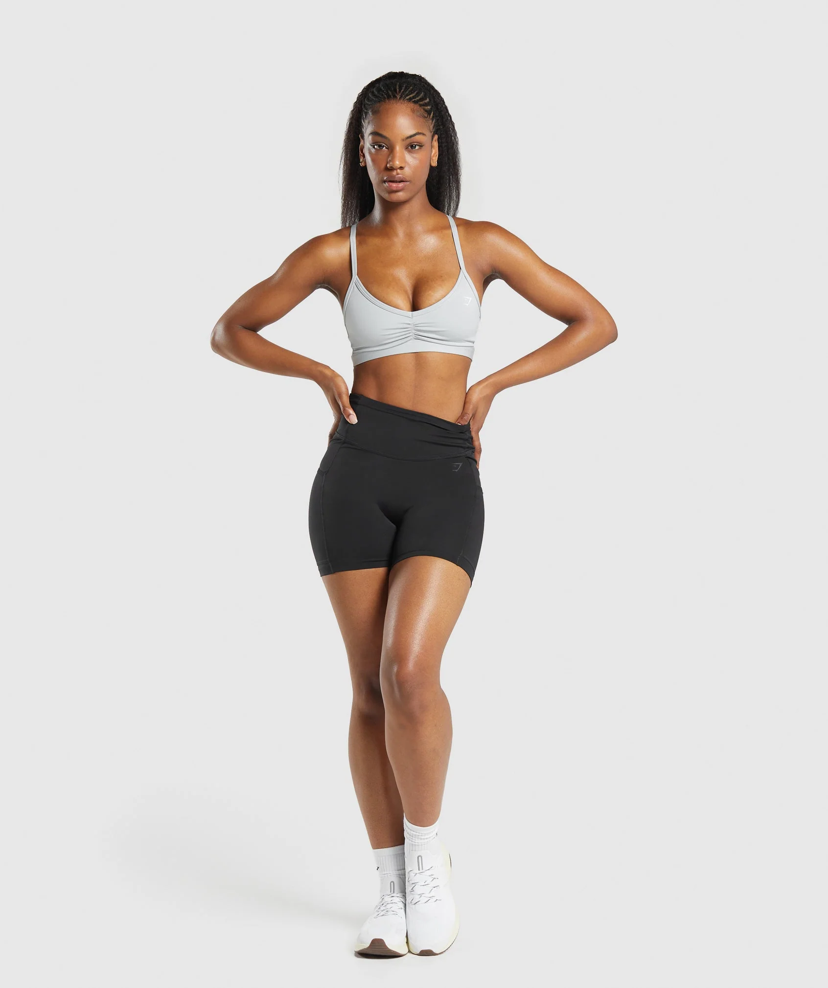 Gymshark Ruched Strappy Sports Bra - Cool Blue - Image 4