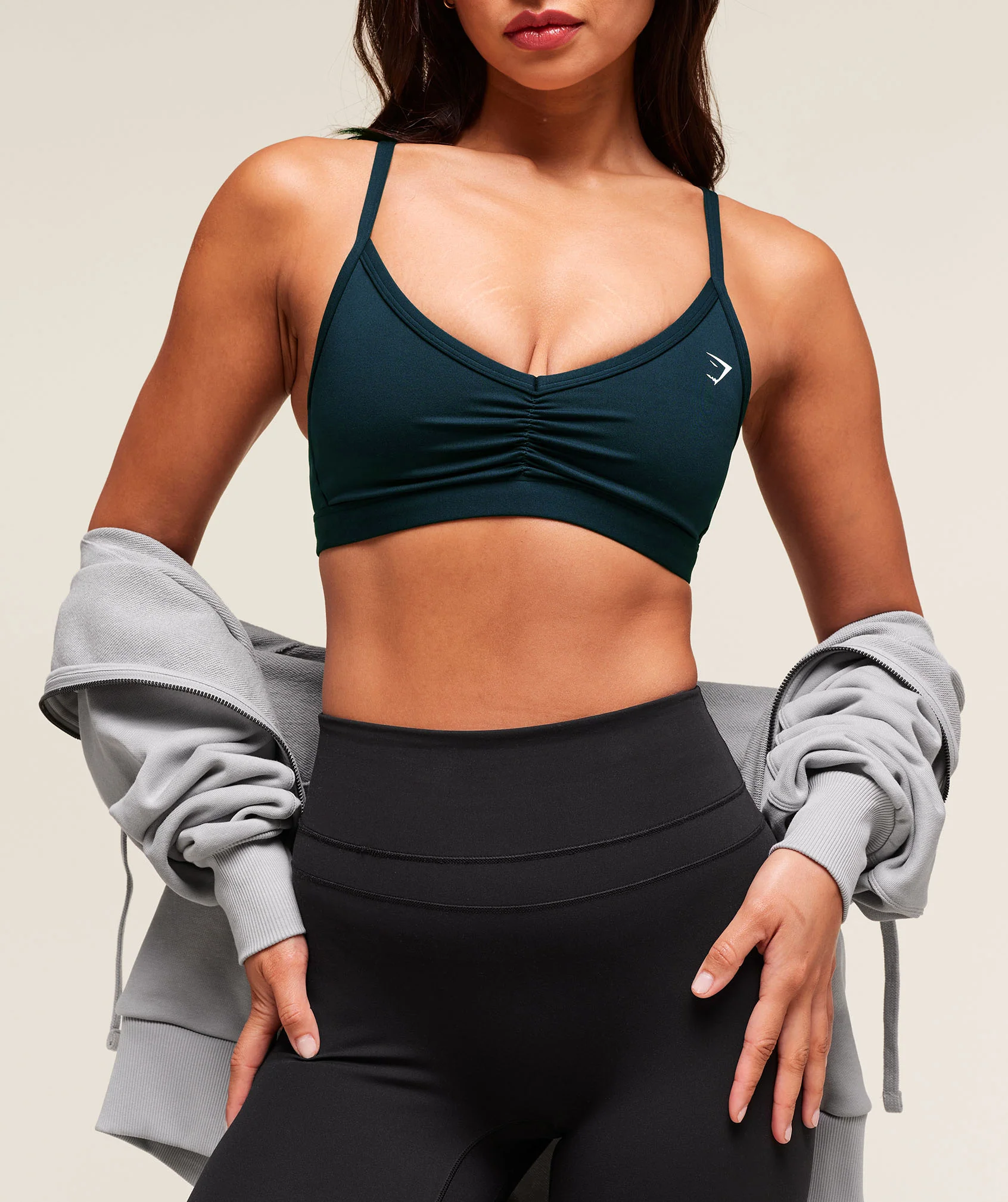 Gymshark Ruched Strappy Sports Bra - Deep Petrol Blue - Image 5