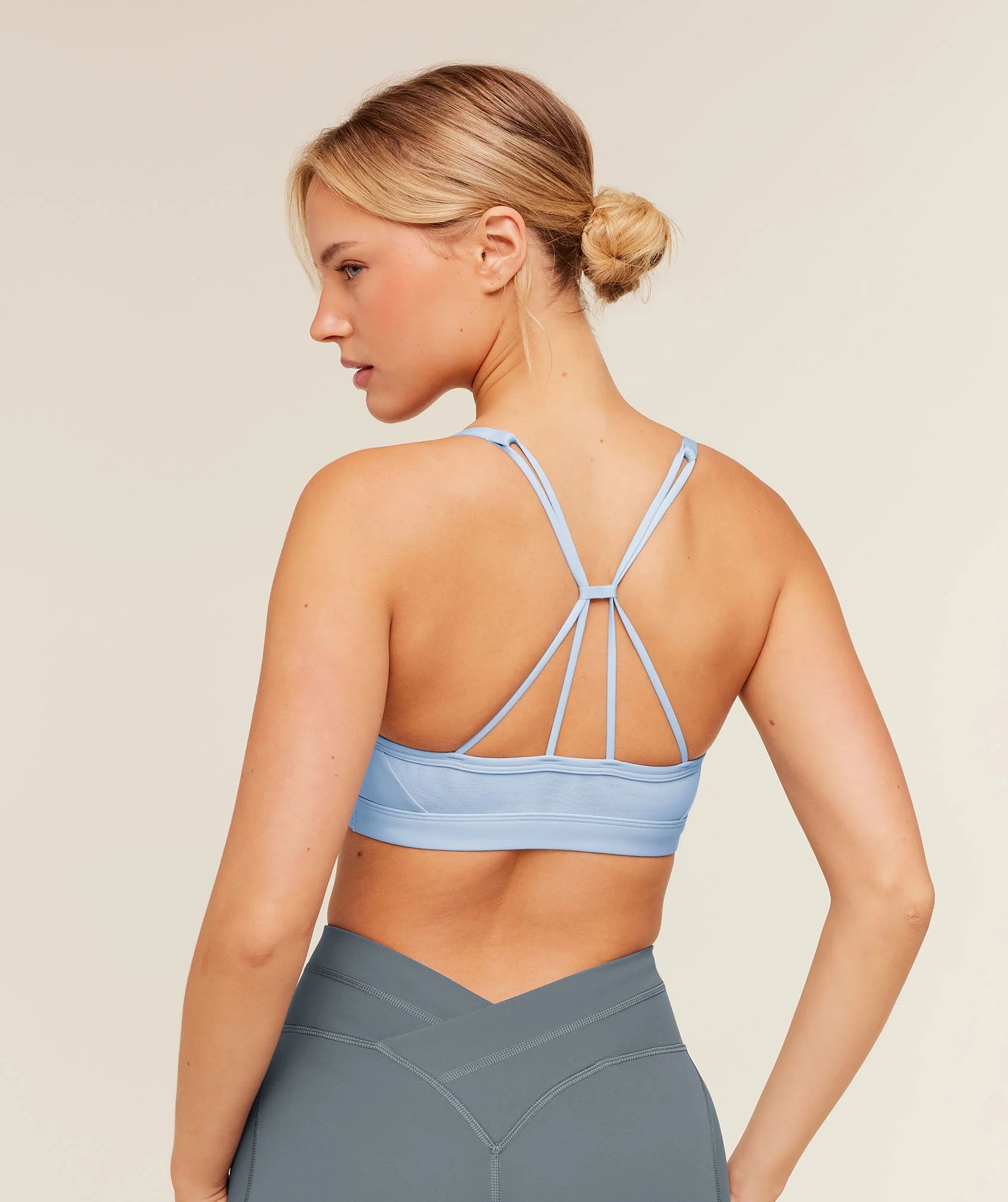 Gymshark Ruched Strappy Sports Bra - Chilled Blue - Image 2