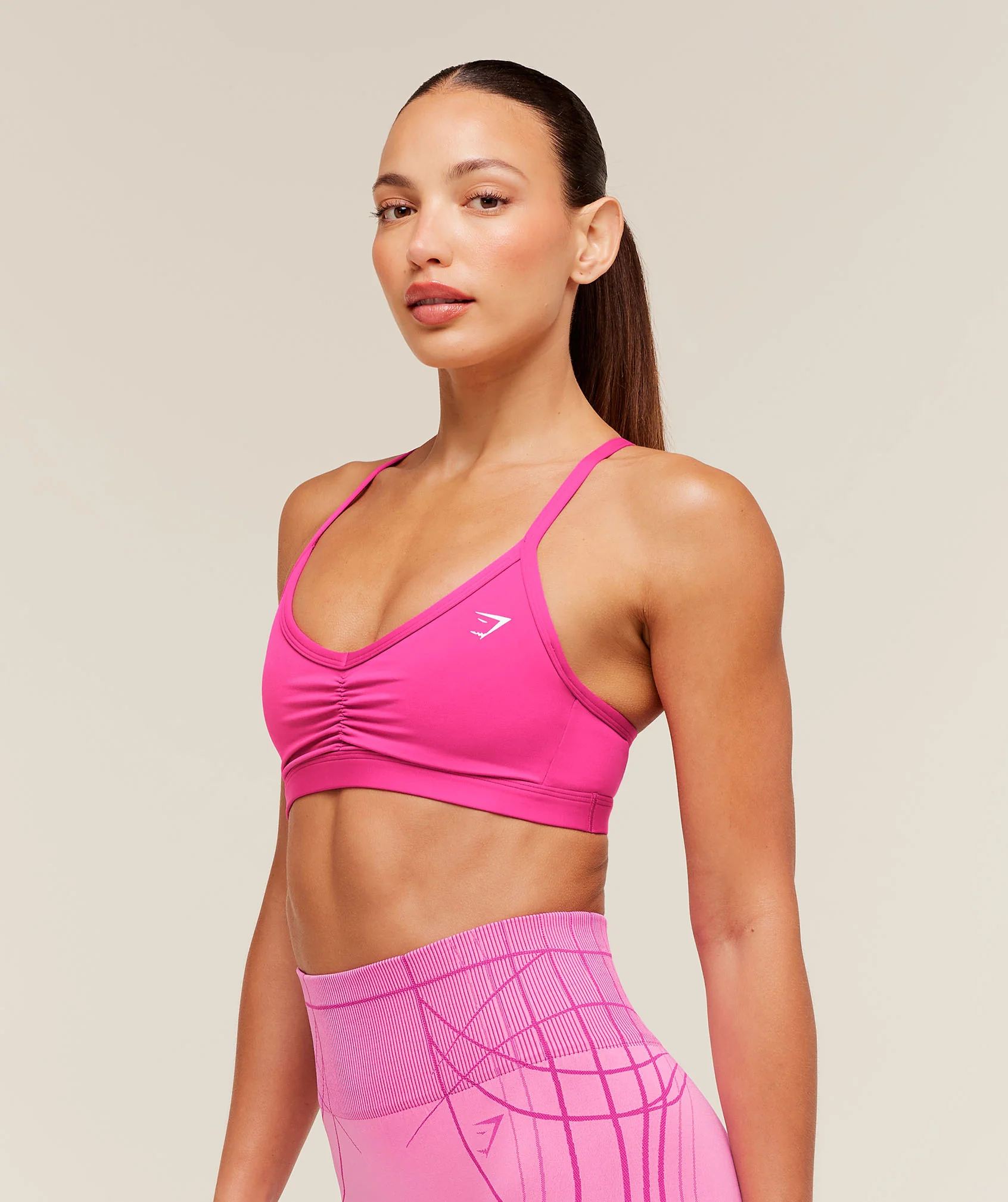 Gymshark Ruched Strappy Sports Bra - Super-Set Pink - Image 3