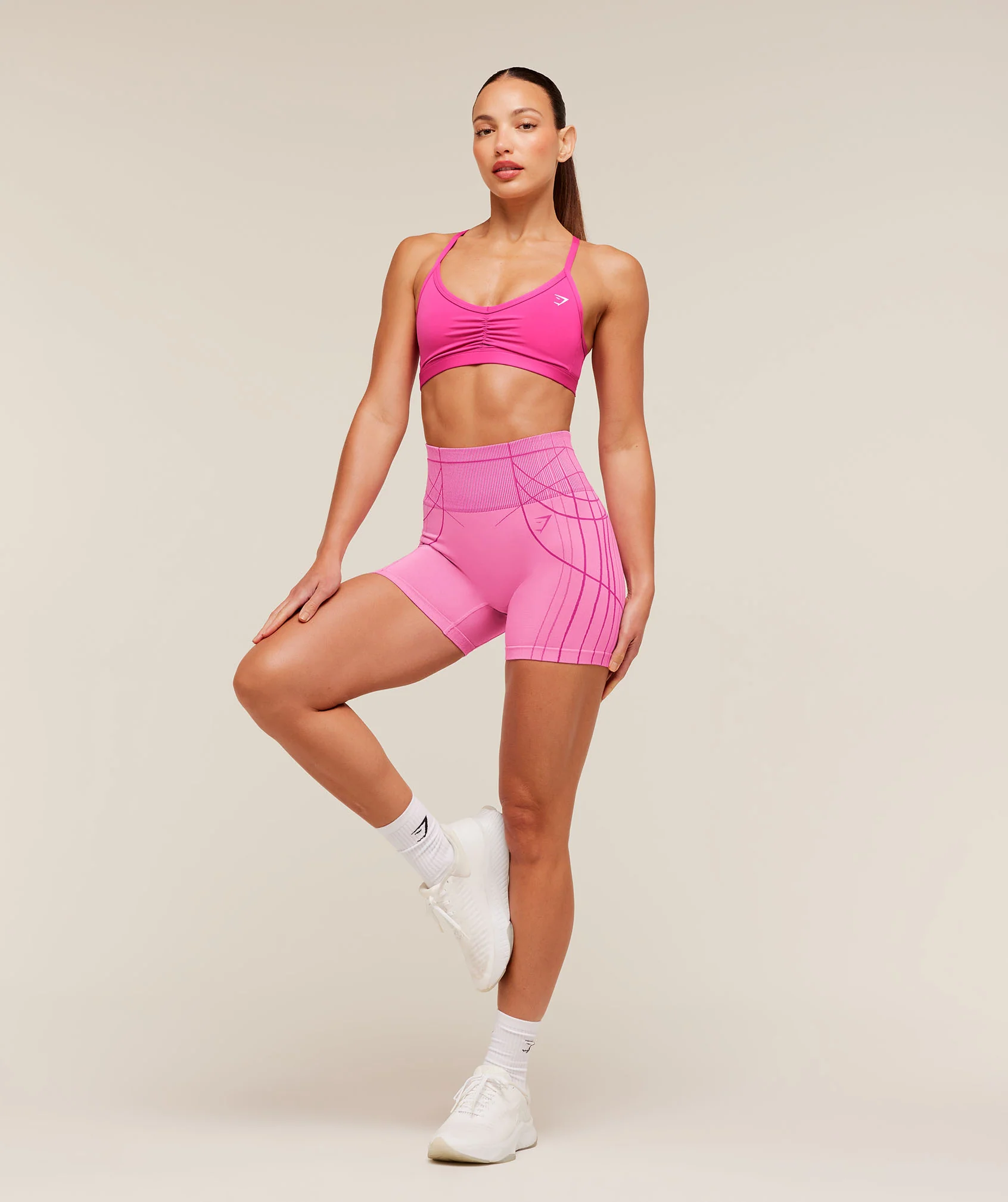 Gymshark Ruched Strappy Sports Bra - Super-Set Pink - Image 4