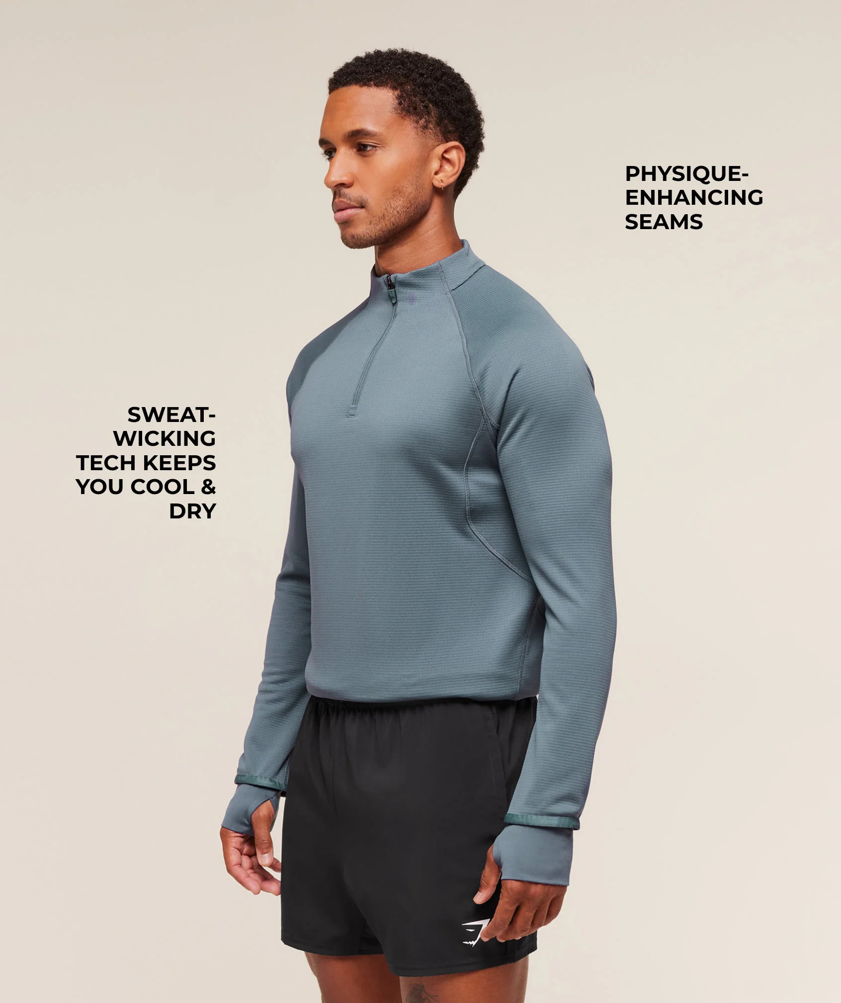 Gymshark Running 1/4 Zip - Iron Blue - Image 2