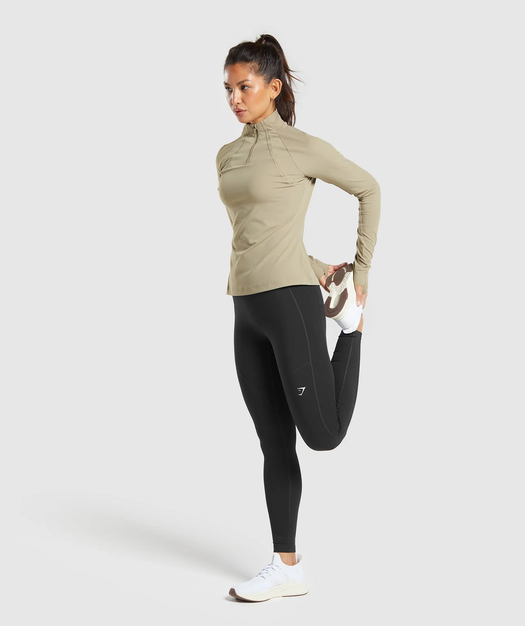 Gymshark Running 1/4 Zip - Cement Brown - Image 4