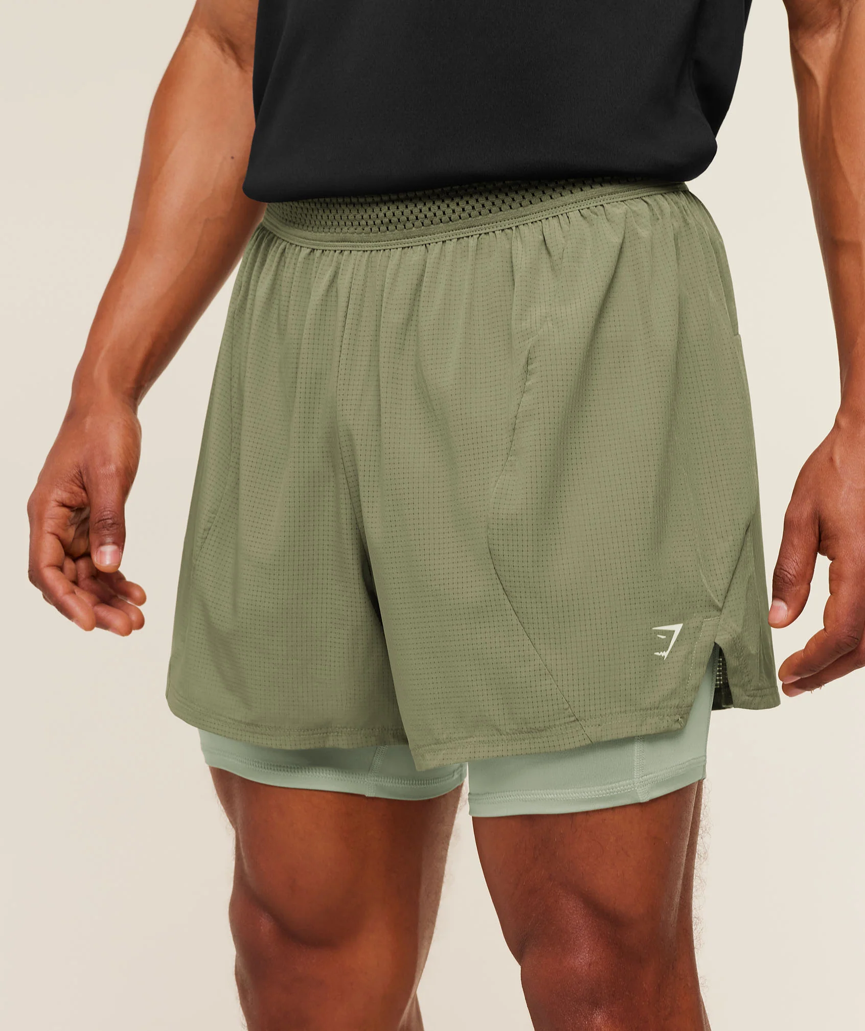 Gymshark Running 4" 2in1 Shorts - Grounded Green / Haze Green - Image 5