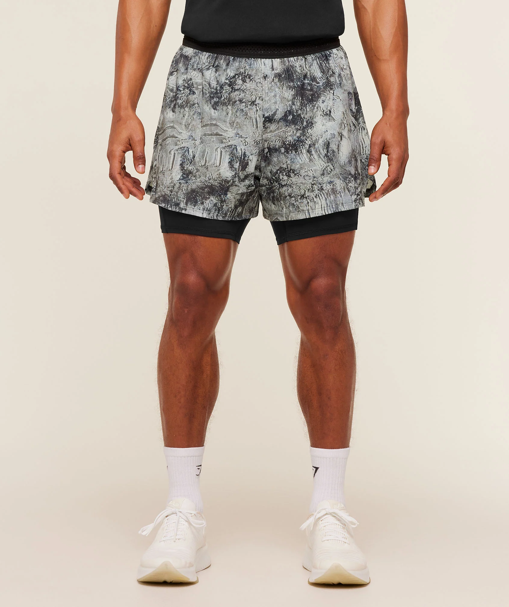 Gymshark Running 4" 2in1 Shorts - Dark Grey /  Black
