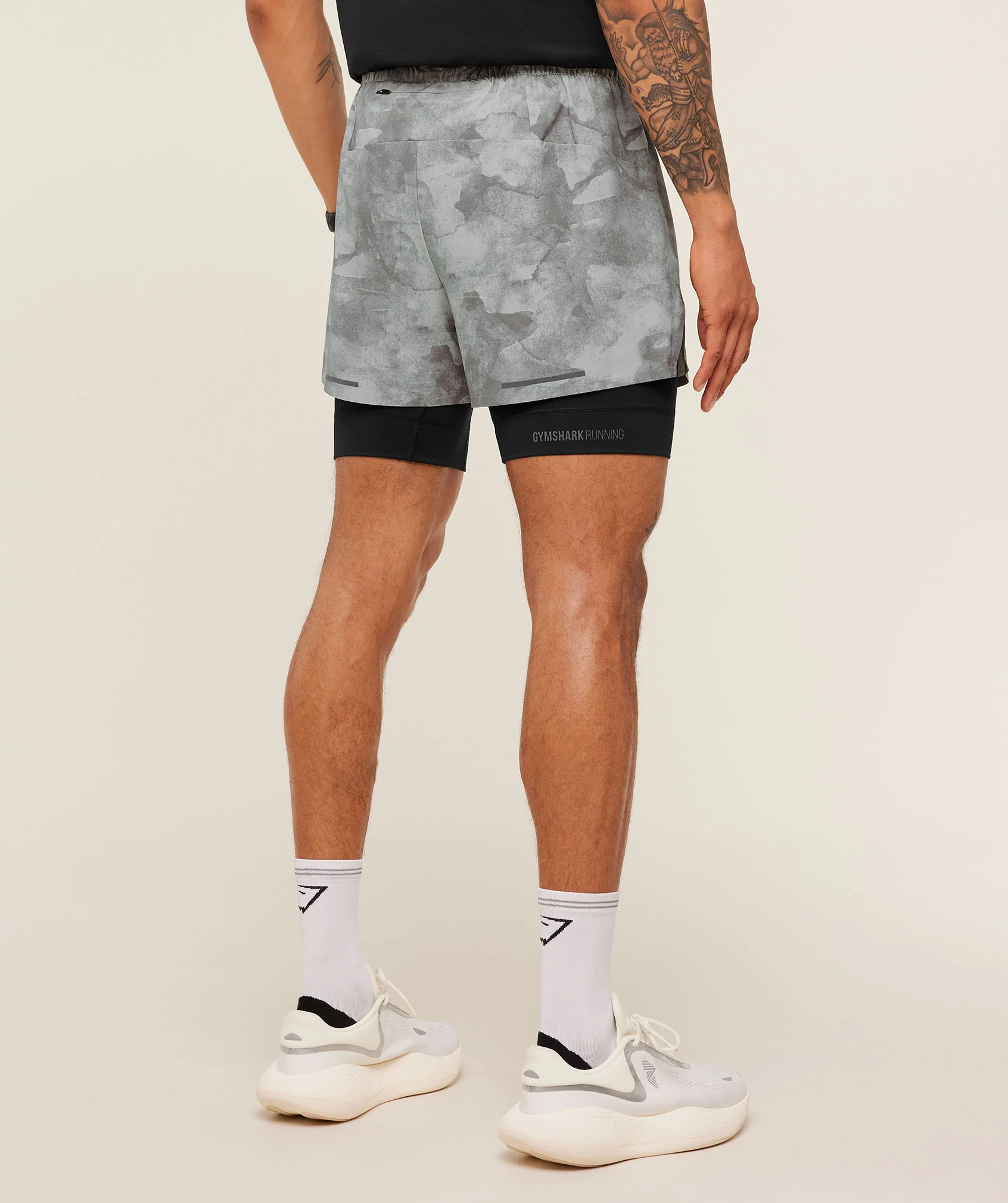 Gymshark Running Elite 2 in 1 5" Shorts - Smokey Grey/Black - Image 3