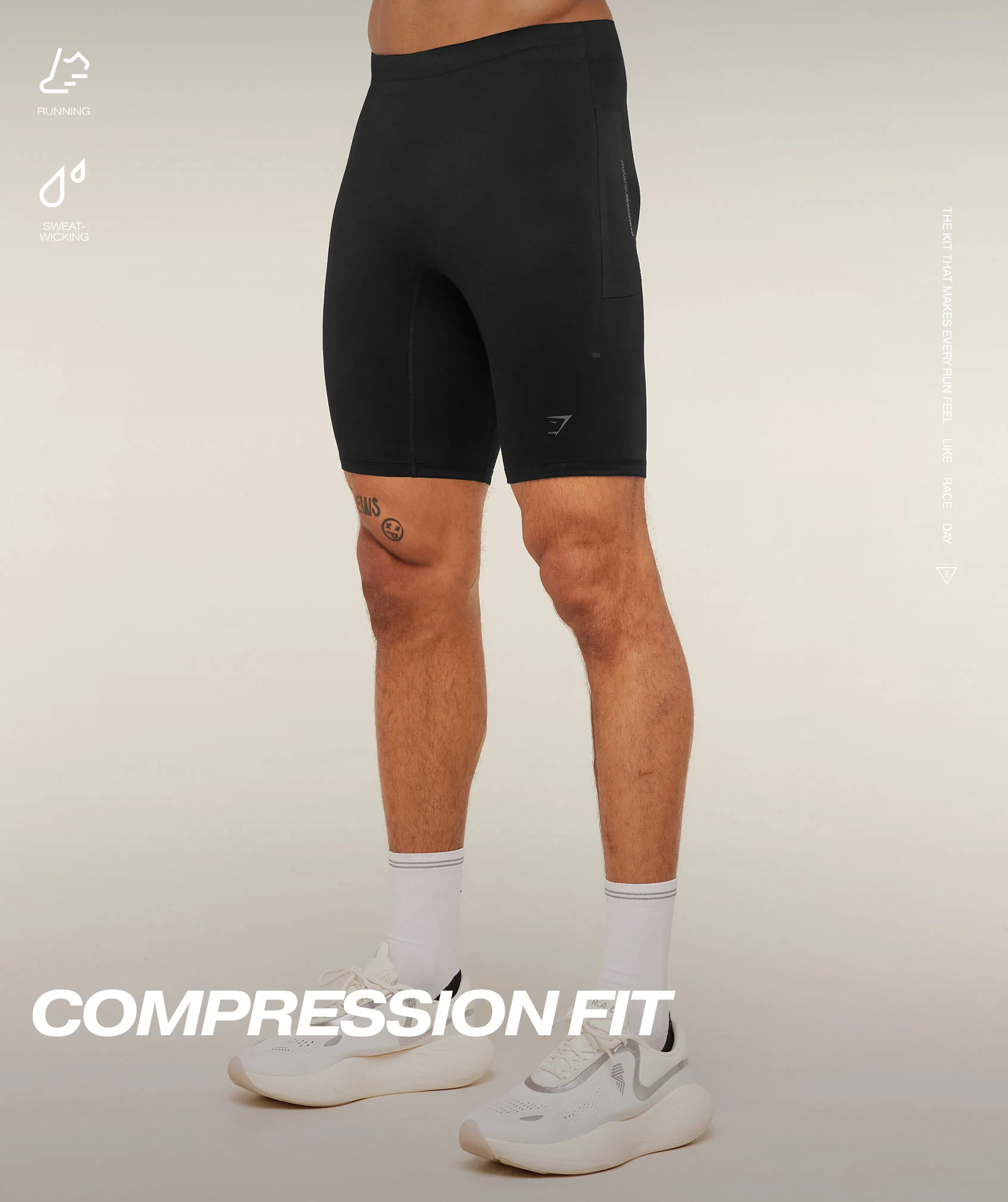 Gymshark Running Elite Race Half Tight - Black - Image 2