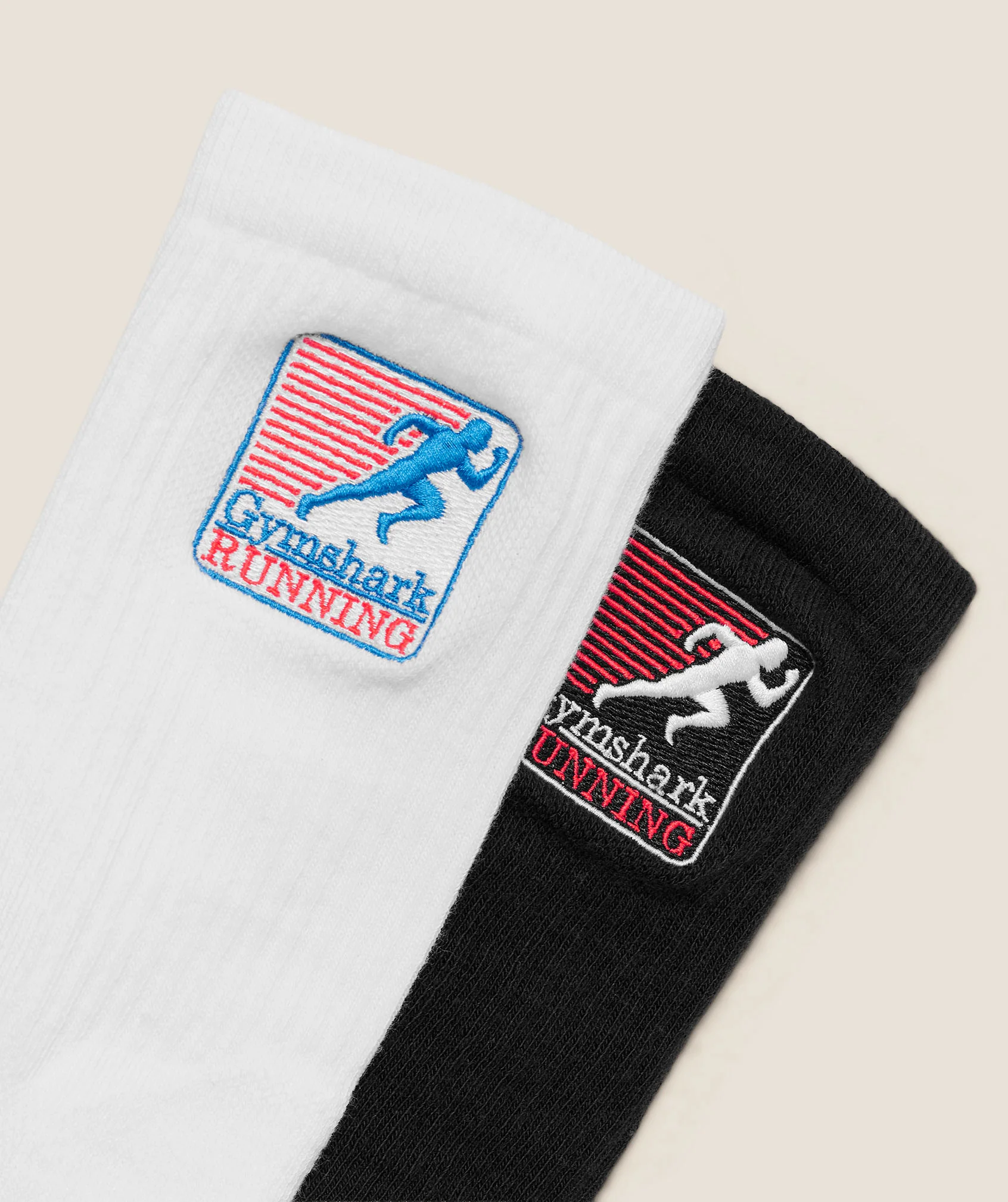 Gymshark Running Graphic Crew Socks 2pk - GS White/GS Black - Image 2