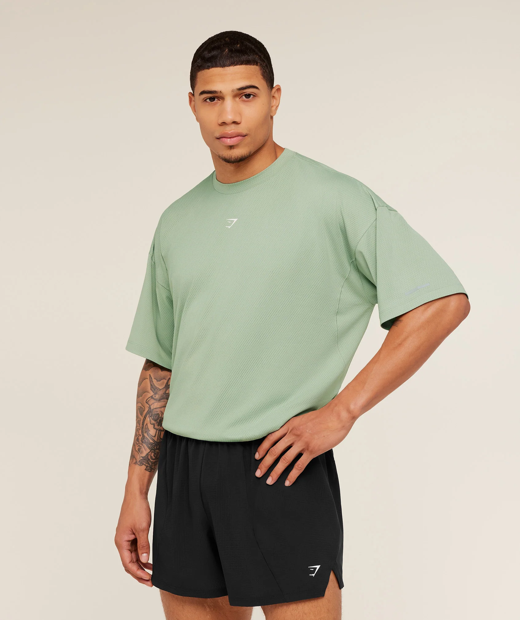 Gymshark Running Graphic T-Shirt - GS Haze Green - Image 3