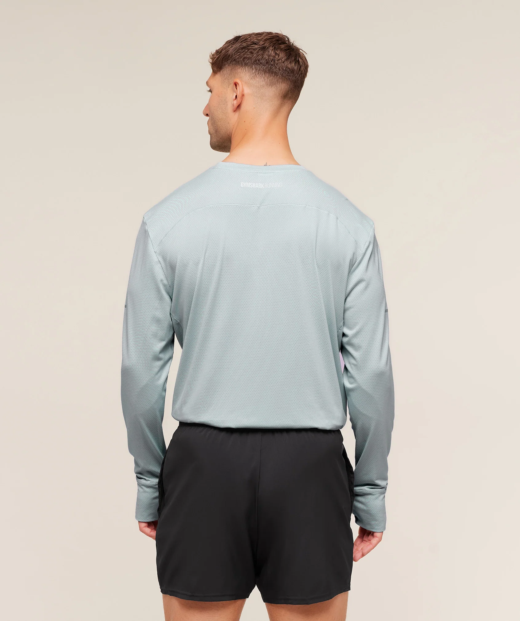 Gymshark Running Long Sleeve T-Shirt - Smoke Blue - Image 2