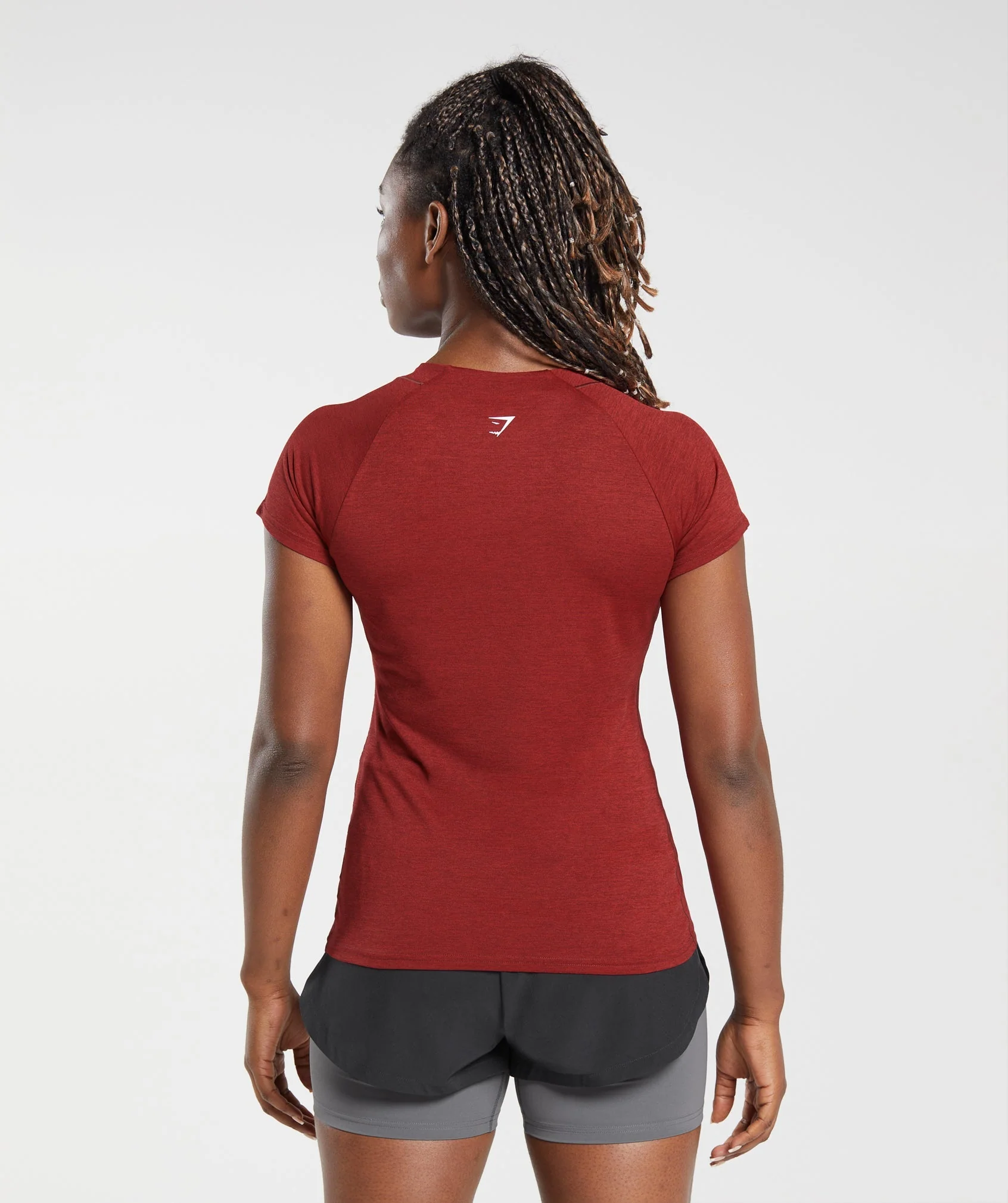 Gymshark Running T-Shirt - Washed Burgundy/Velvet Red - Image 2