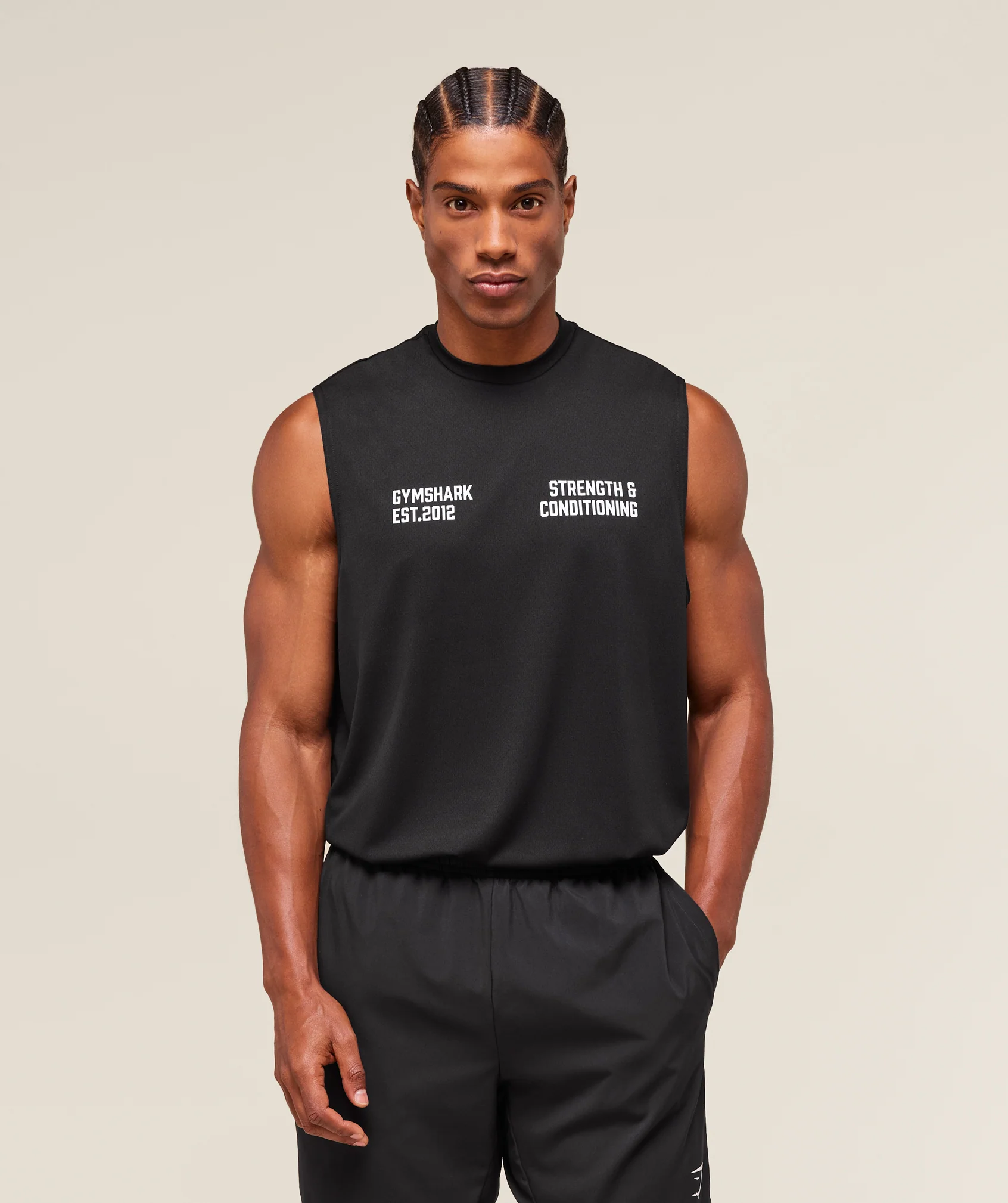 Gymshark S&C Graphic Cut Off Tank - Black