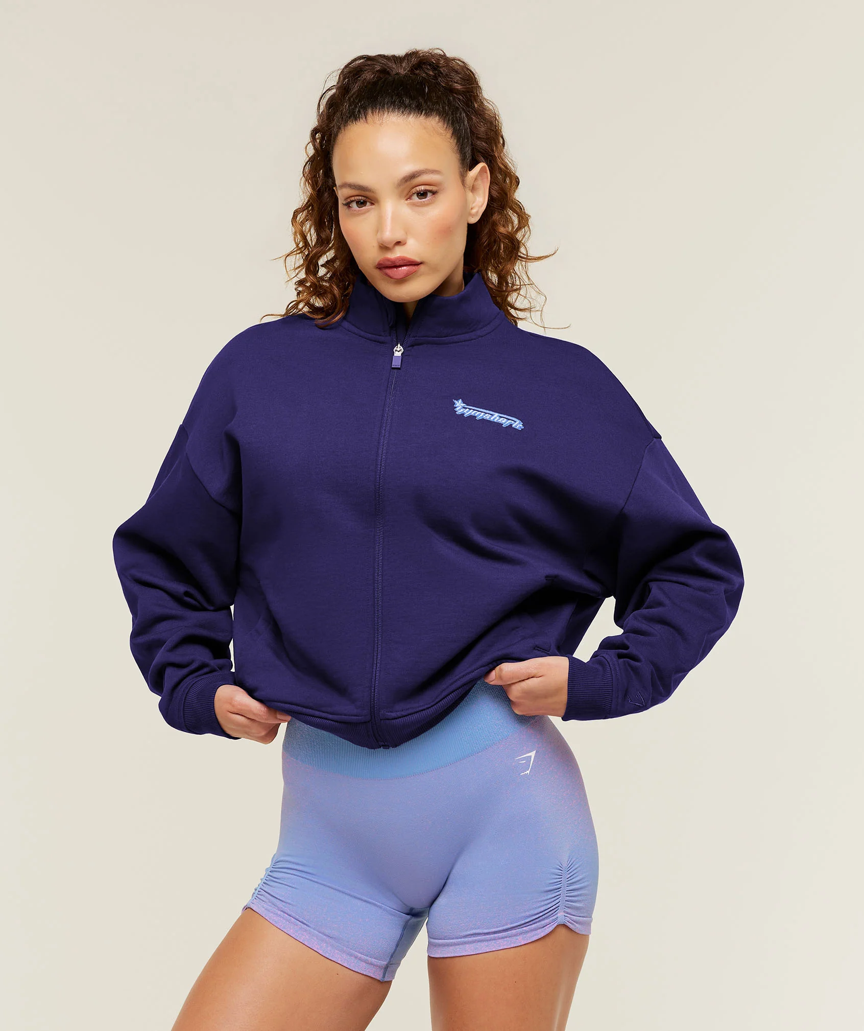 Gymshark Script Embroidery Full Zip Jacket - Indigo Purple