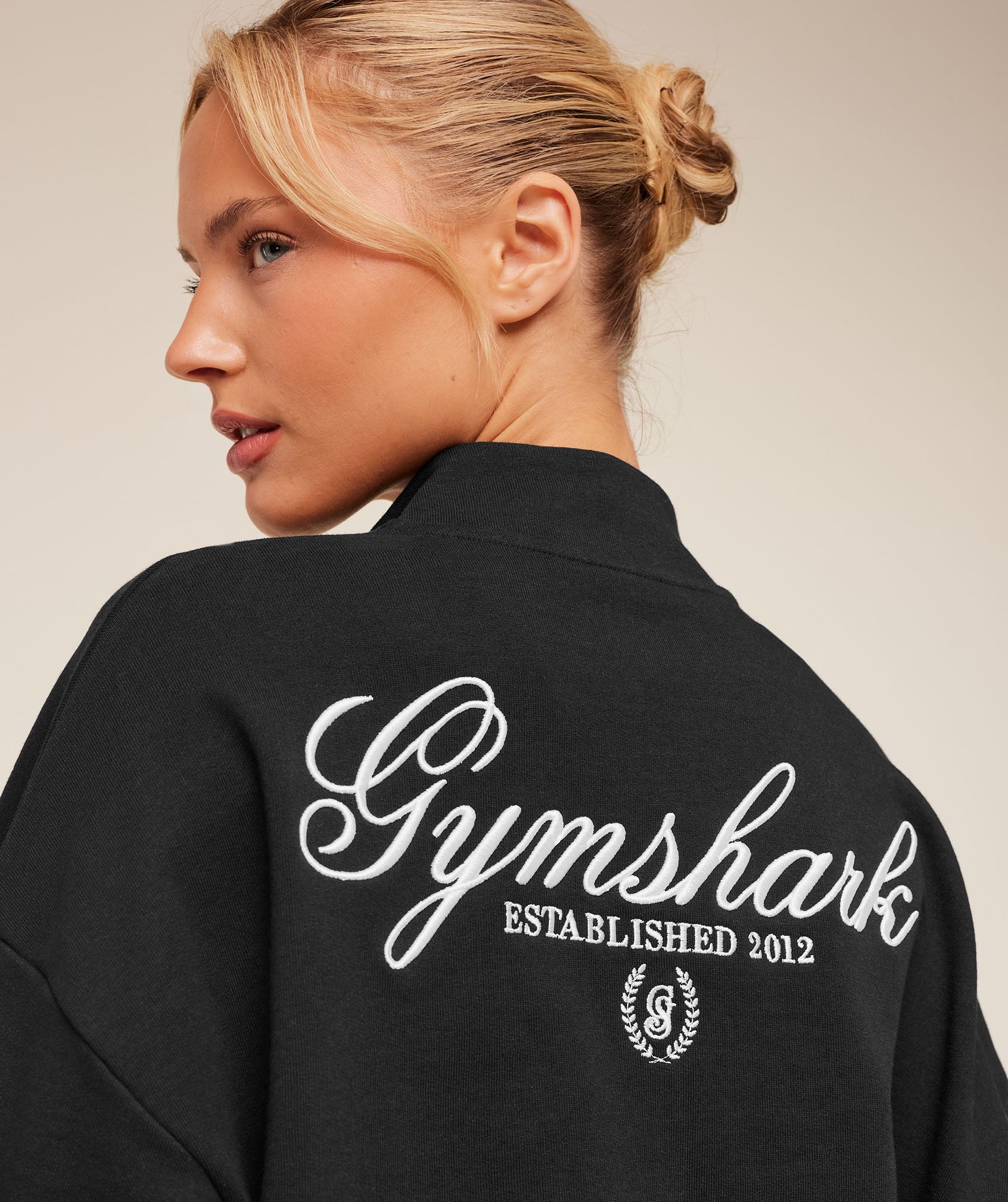 Gymshark Script Embroidery Oversized Zip Through - Black - Image 6