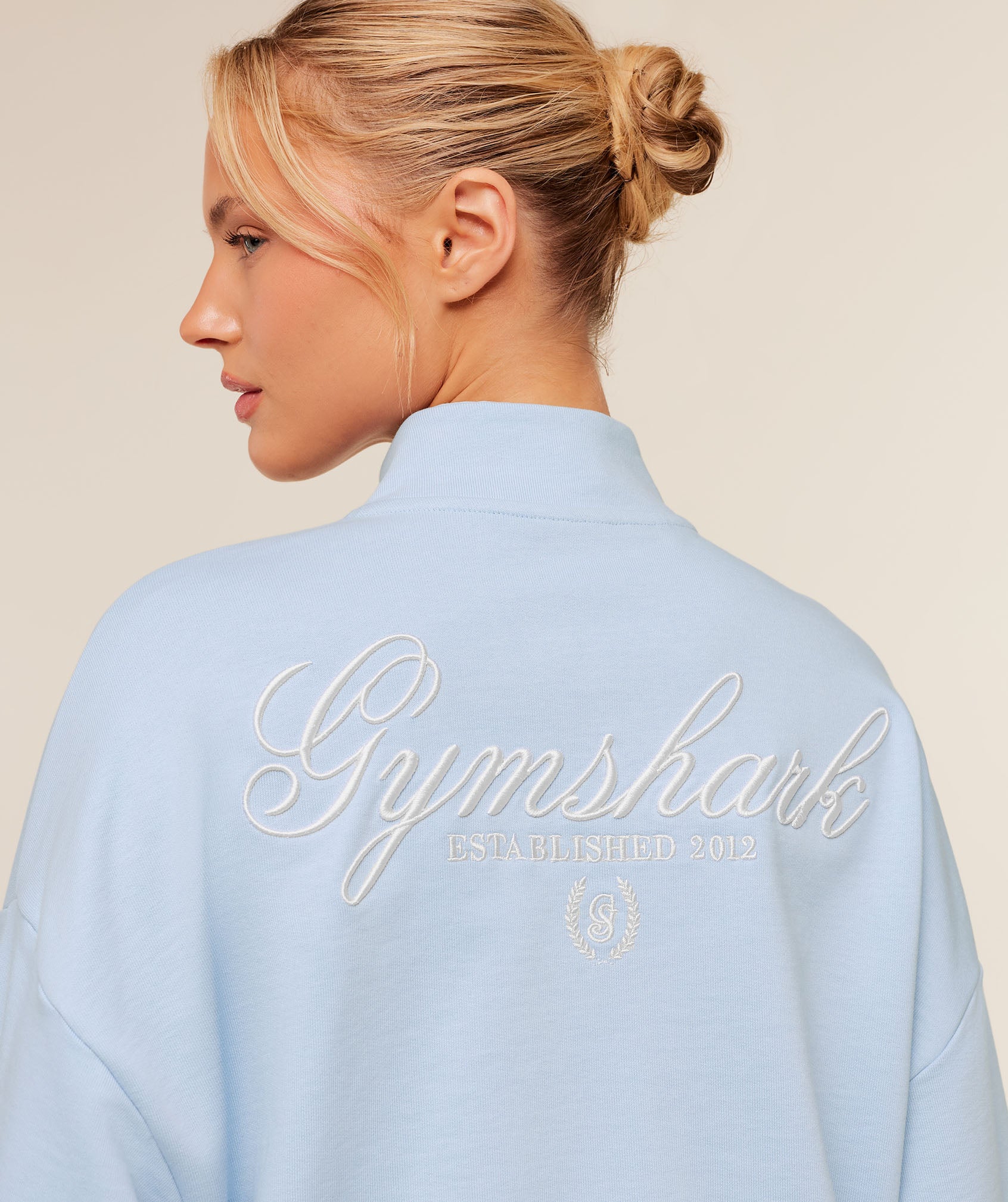 Gymshark Script Embroidery Oversized Zip Through - Chilled Blue - Image 6