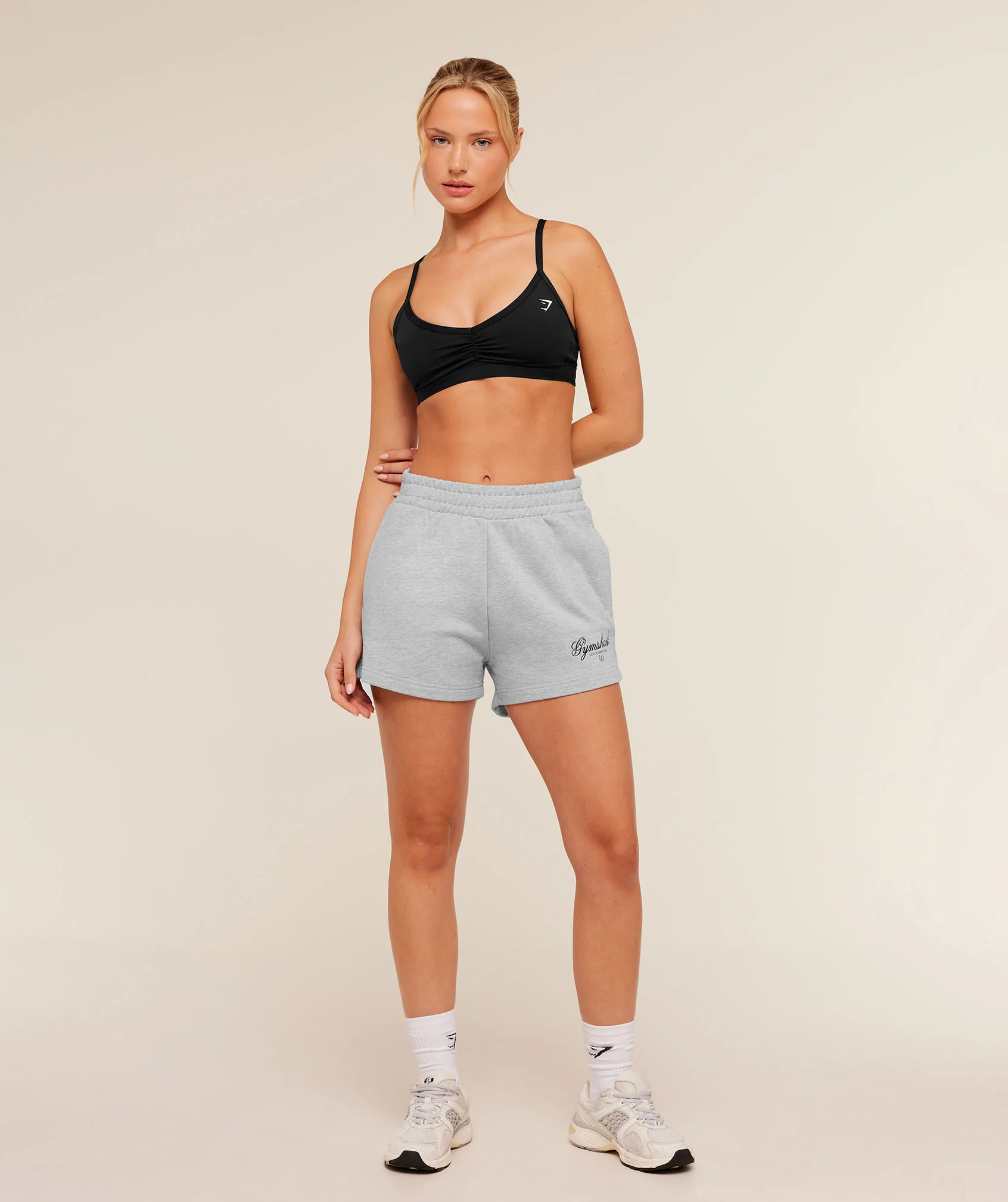 Gymshark Script Embroidery Shorts - Light Grey Core Marl - Image 4