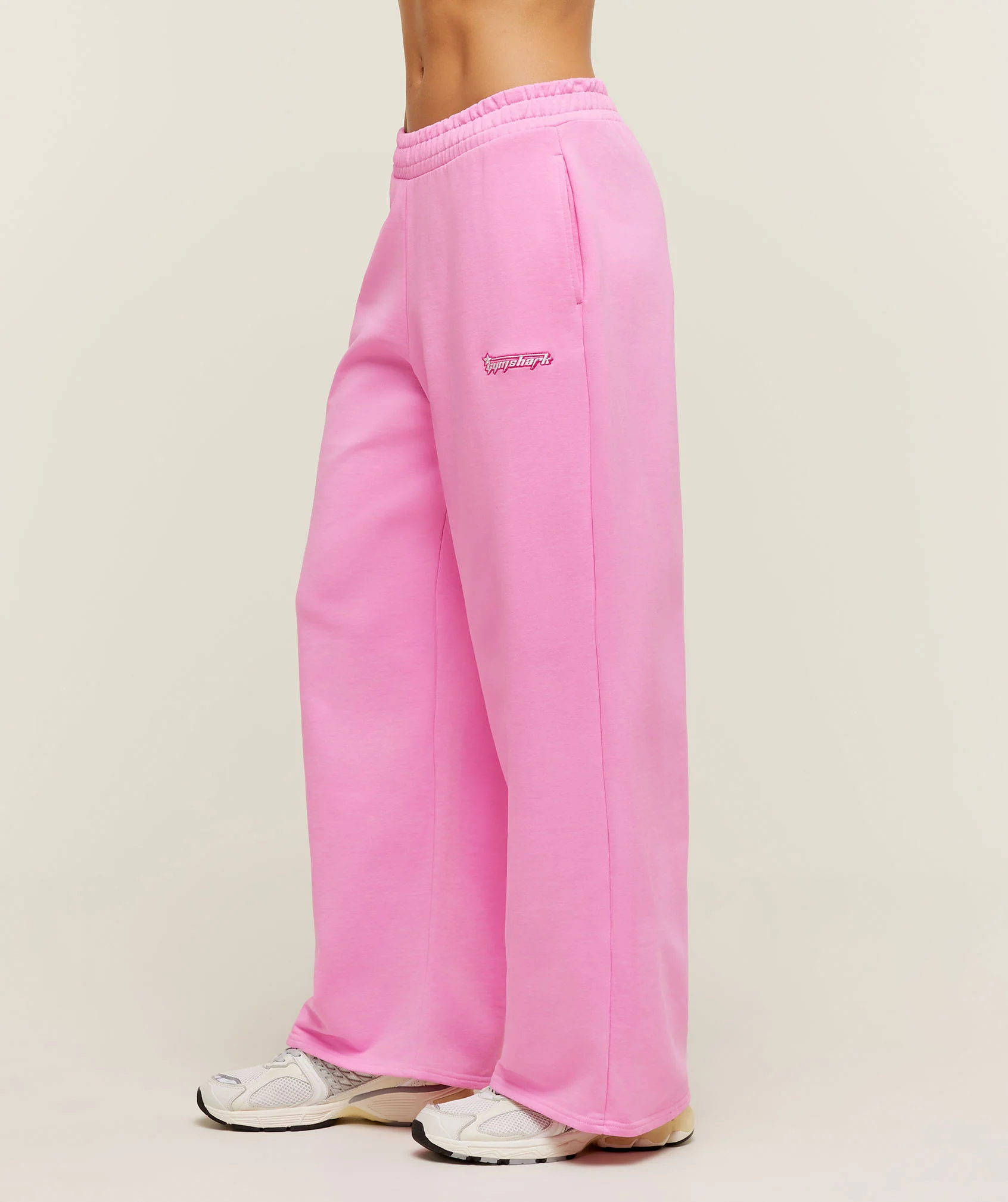 Gymshark Script Embroidery Wide Leg Pants - Focus Pink - Image 2