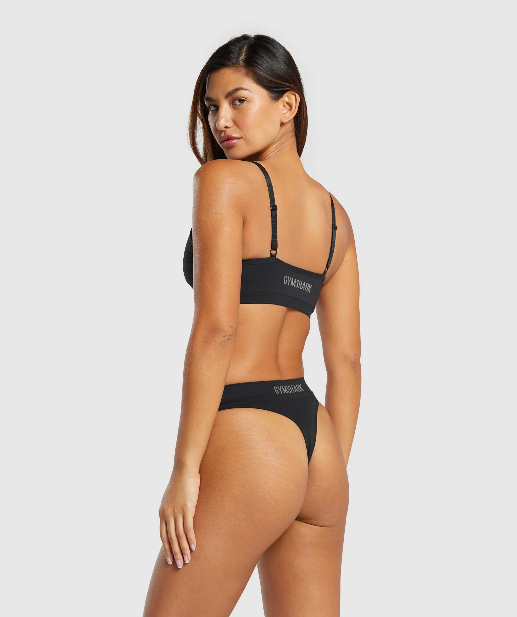 Gymshark Seamless High Leg Thong - Black - Image 4