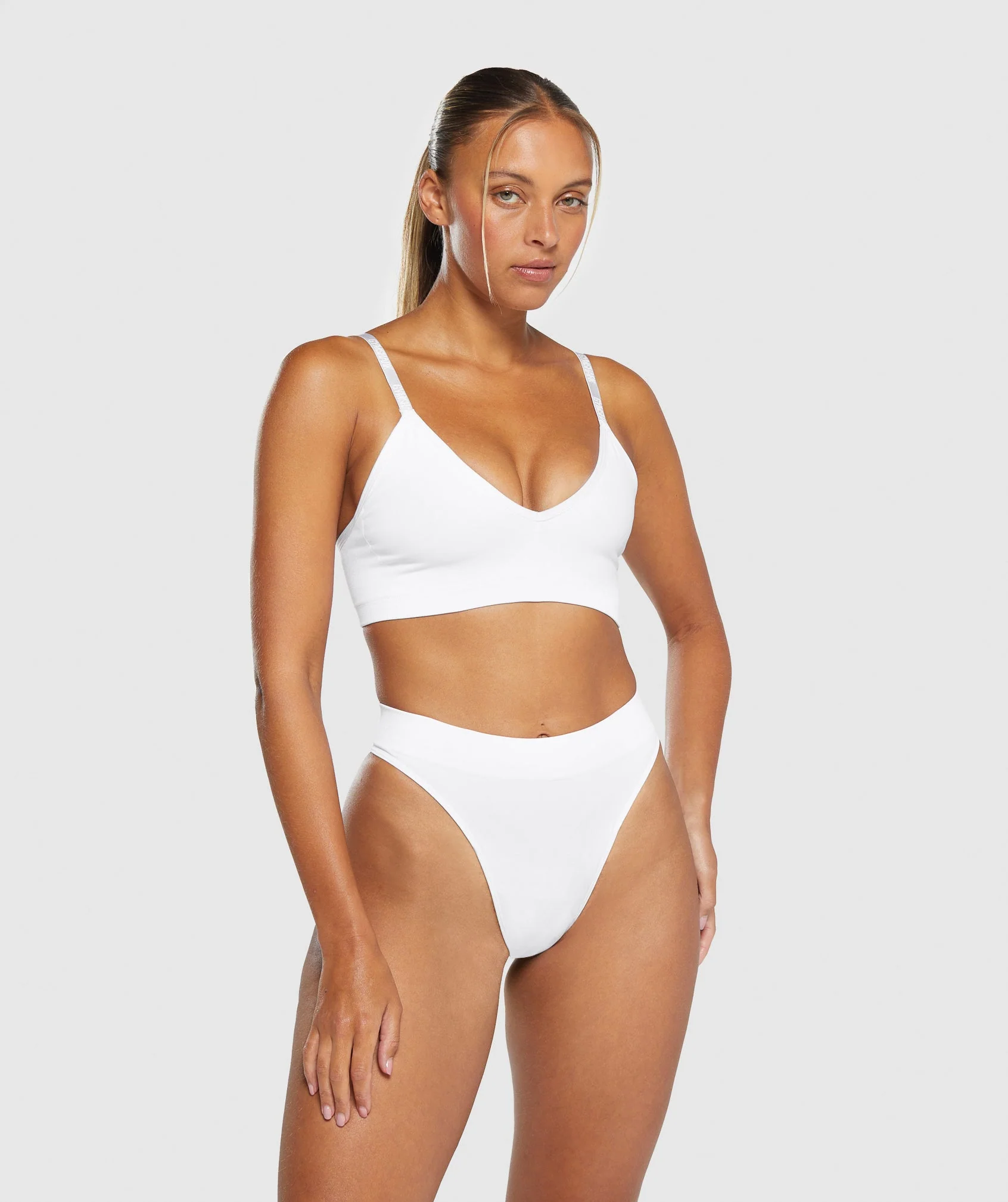 Gymshark Seamless High Leg Thong - White - Image 4