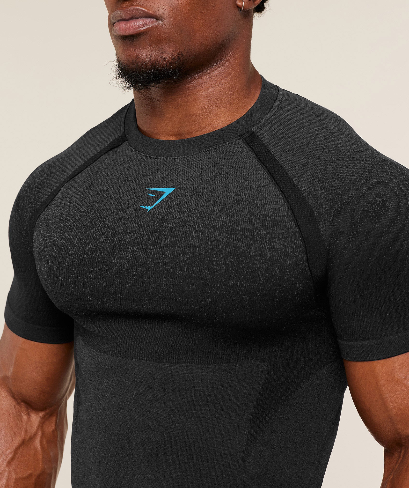 Gymshark Shadow Seamless T Shirt - Black/Brand Blue - Image 5