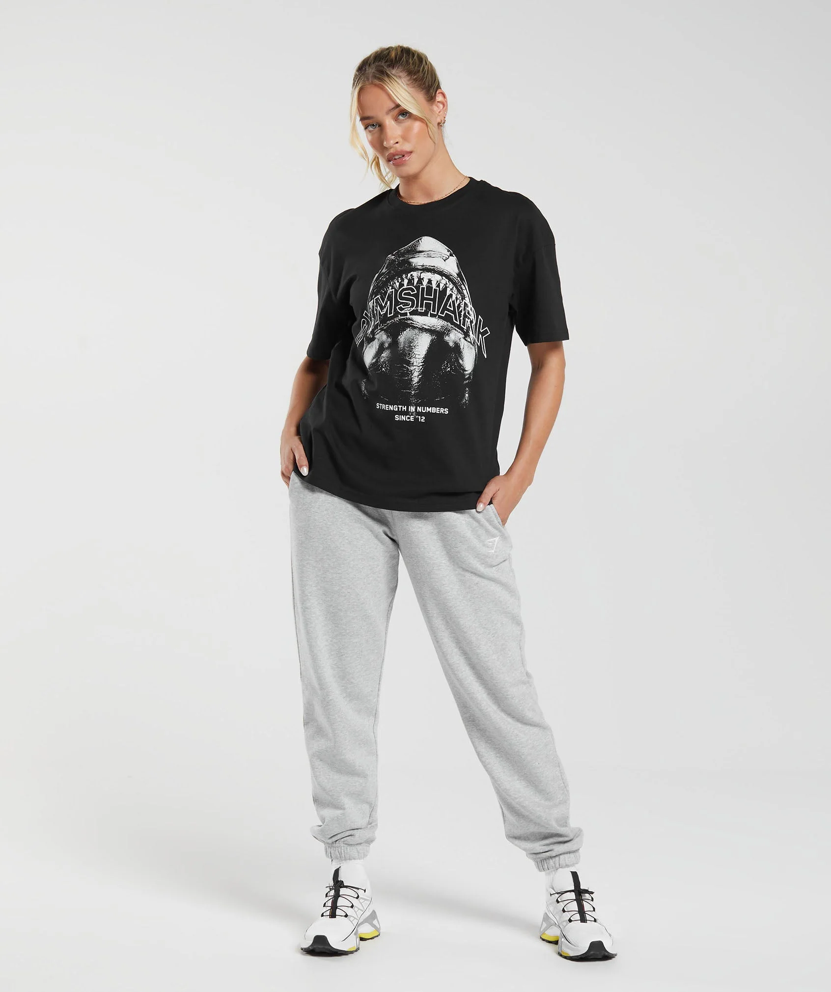 Gymshark Shark Attack Oversized T-Shirt - Black - Image 3