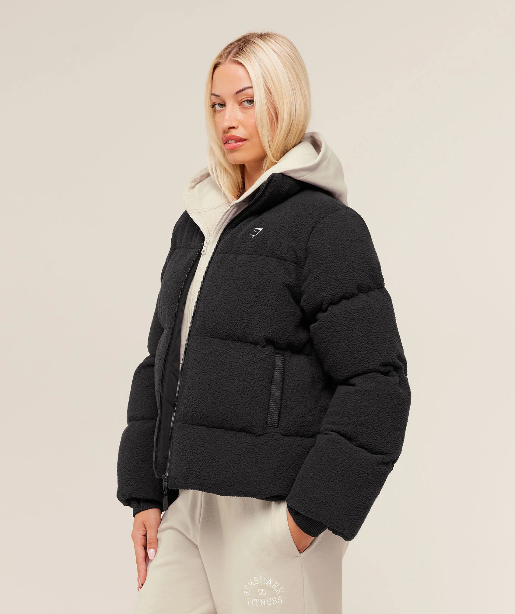 Gymshark Sherpa Puffer Jacket - Black - Image 3