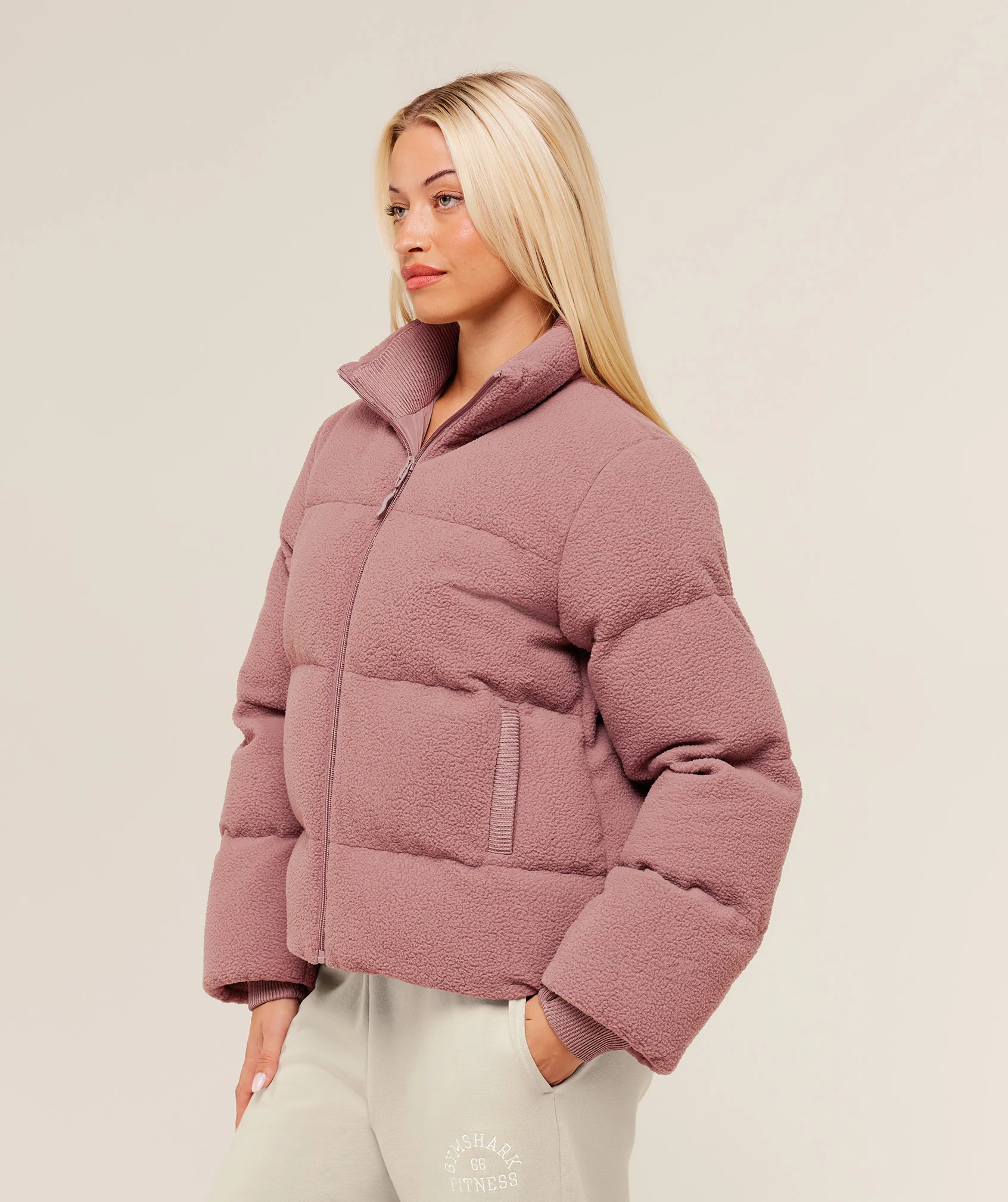 Gymshark Sherpa Puffer Jacket - Chestnut Pink - Image 3