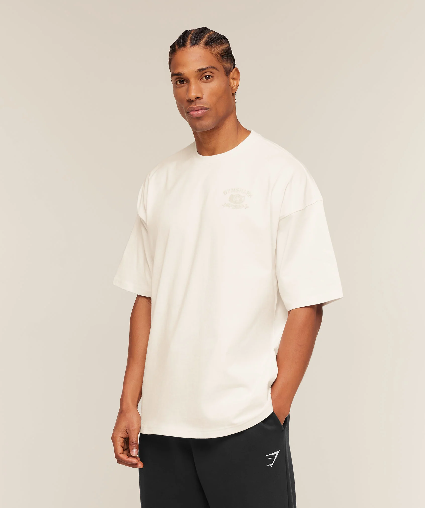 Gymshark Shield Graphic T-Shirt - Soft White - Image 3