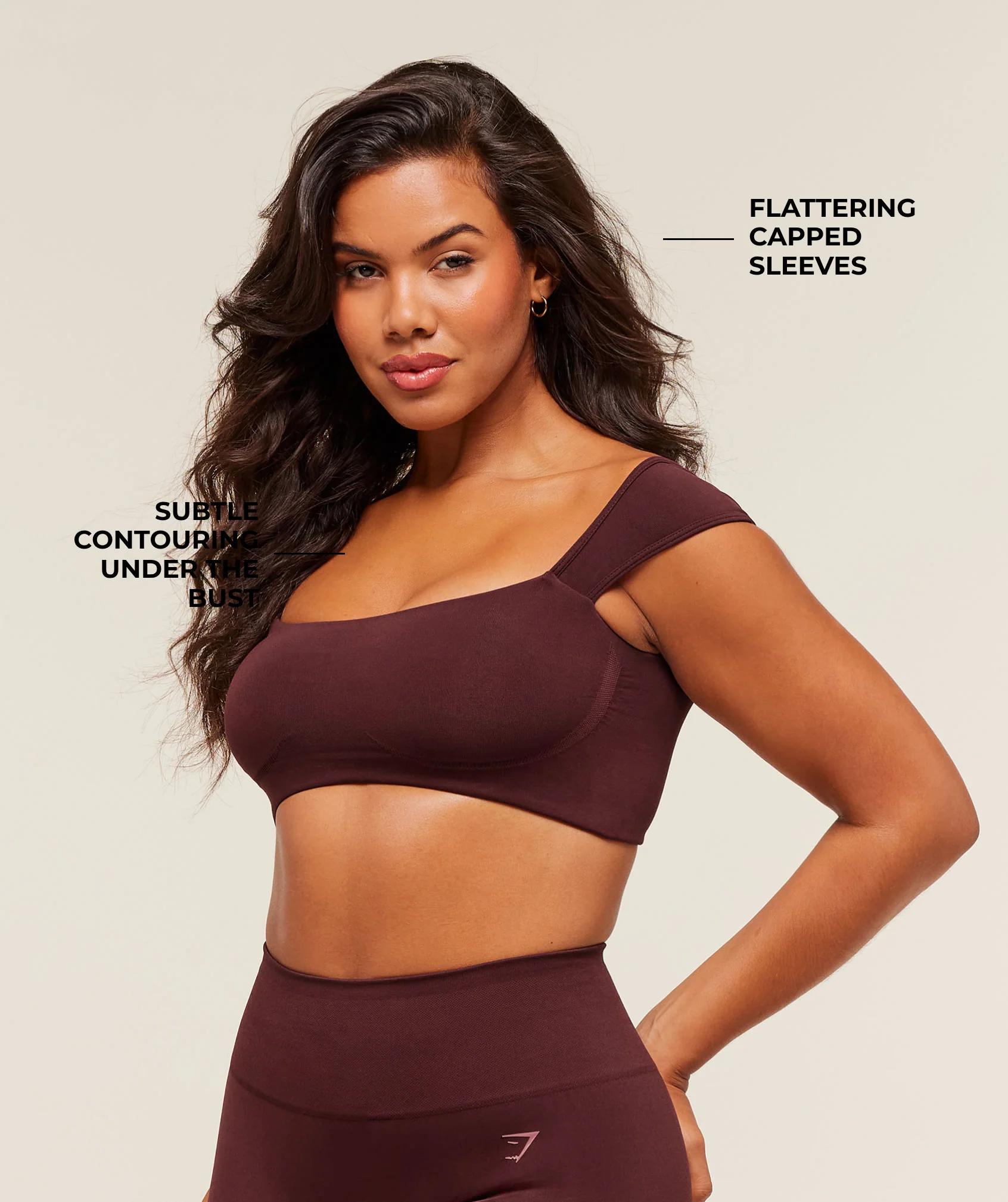 Gymshark Soft Sculpt Cap Sleeve Bralette - Rich Maroon - Image 2