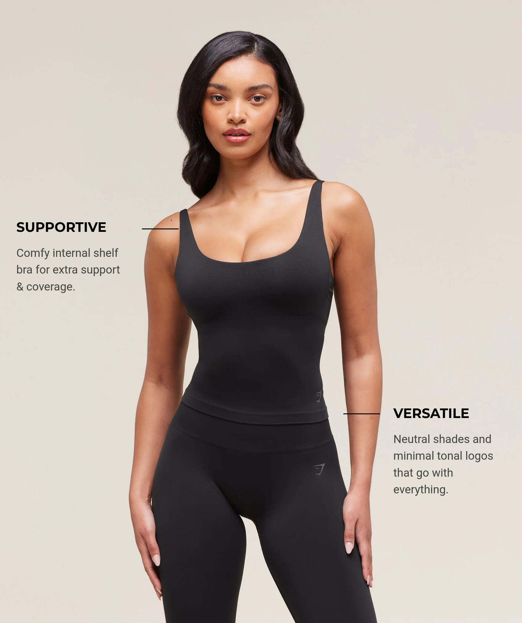Gymshark Soft Sculpt Tank With Shelf - Black - Image 5