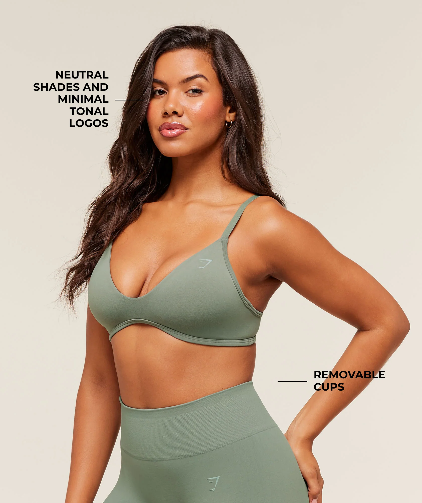 Gymshark Soft Sculpt V-neck Sports Bra - Unit Green - Image 2