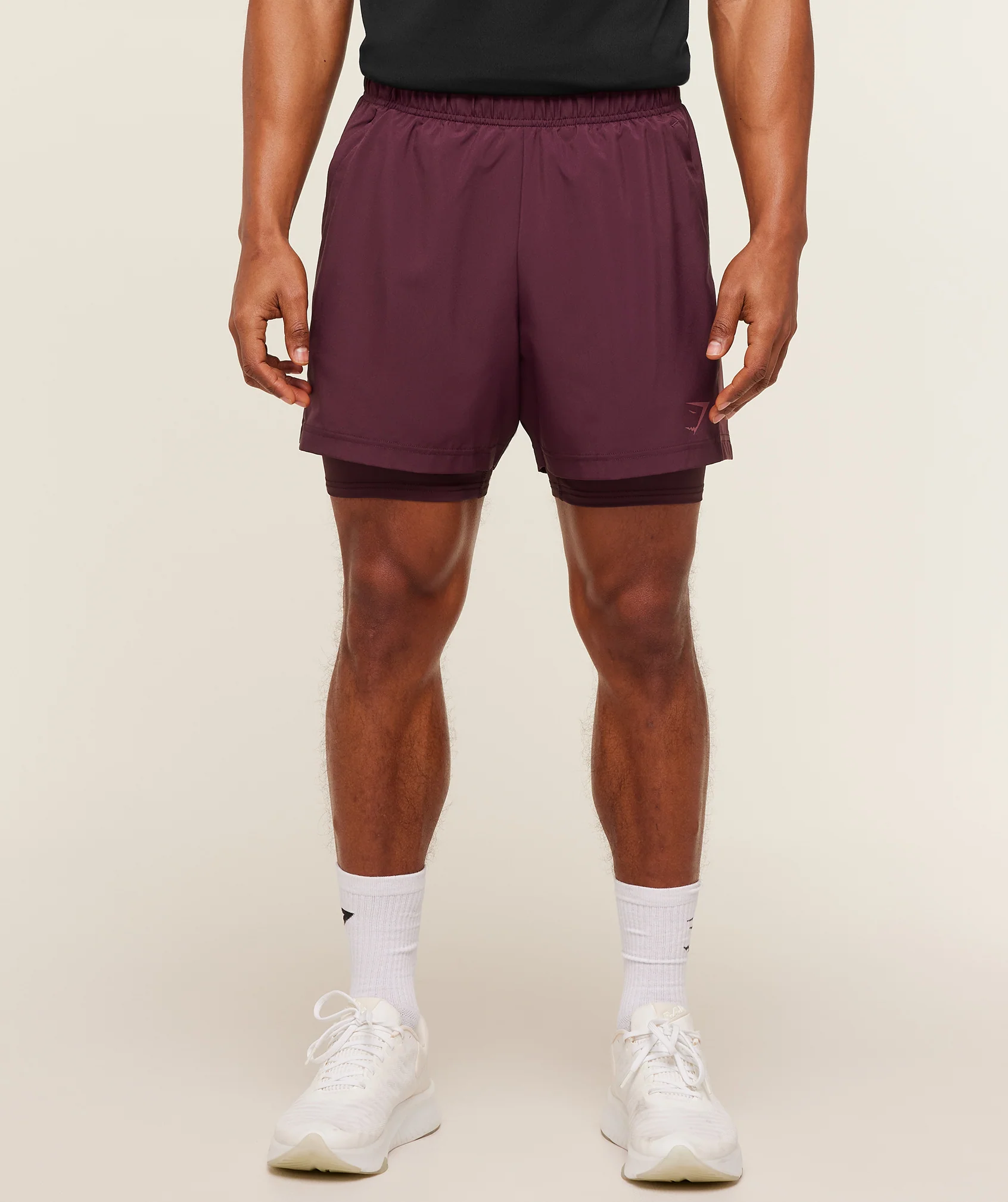 Gymshark Sport 5" 2 in 1 Shorts - Impact Burgundy/Reset Pink - Image 2