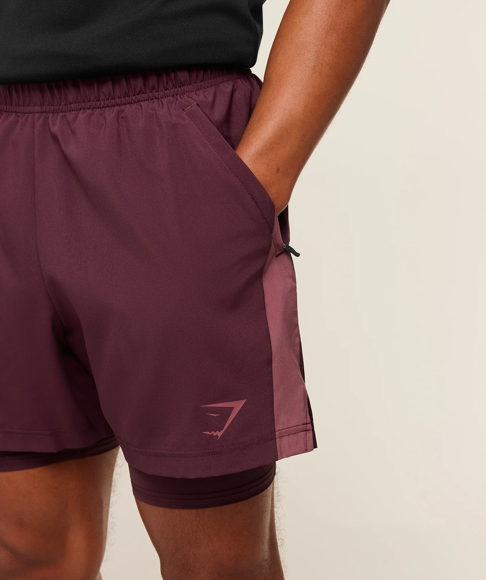 Gymshark Sport 5" 2 in 1 Shorts - Impact Burgundy/Reset Pink - Image 5