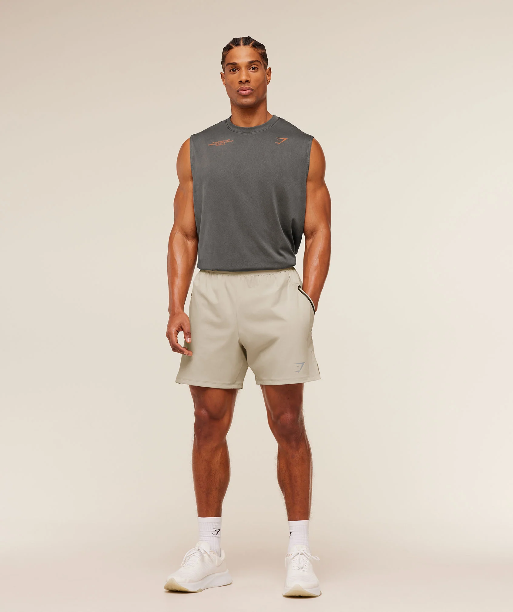 Gymshark Sport Hybrid 6" Shorts - Pebble Grey - Image 4