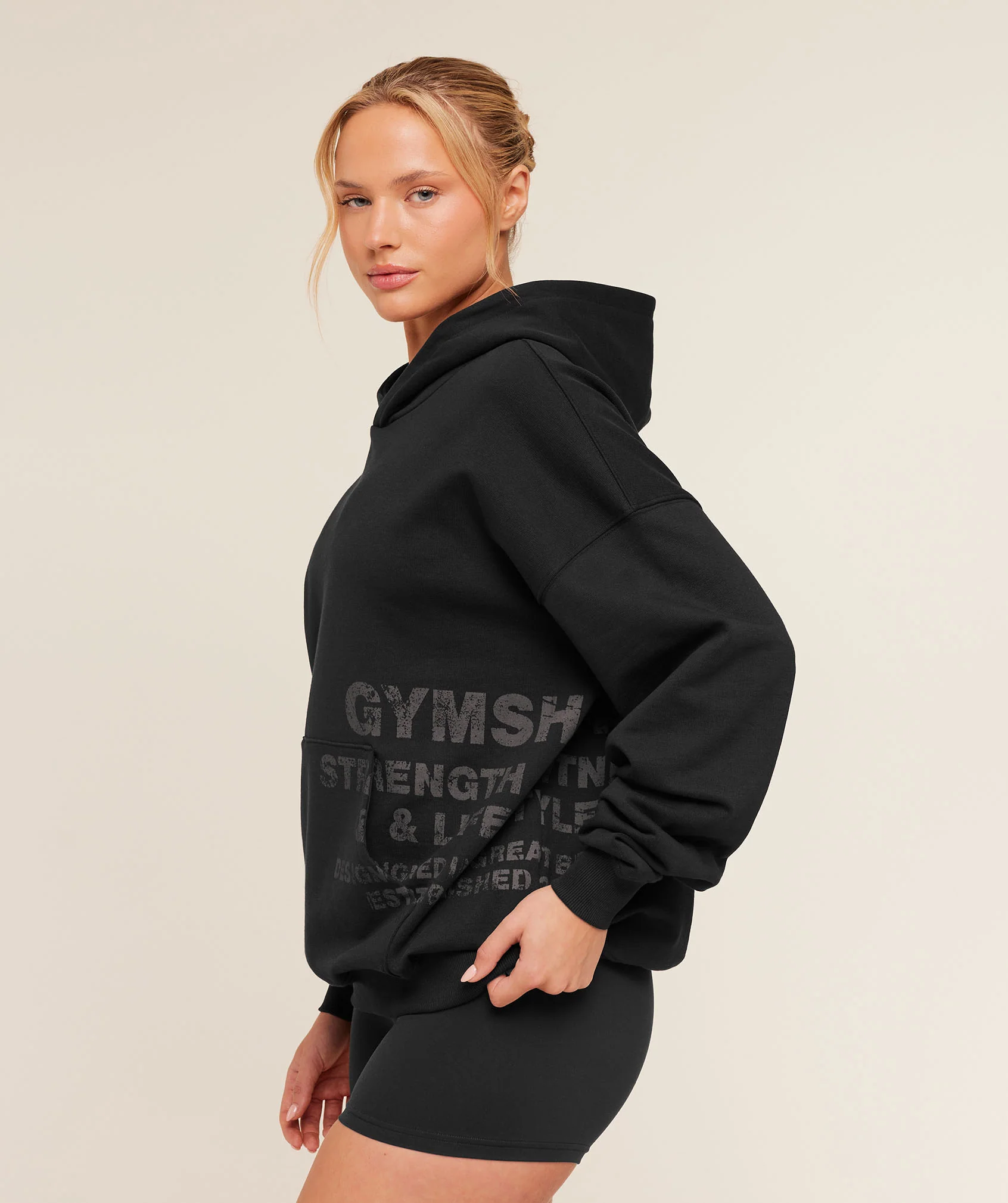 Gymshark Stacked Graphic Hoodie - Black - Image 3