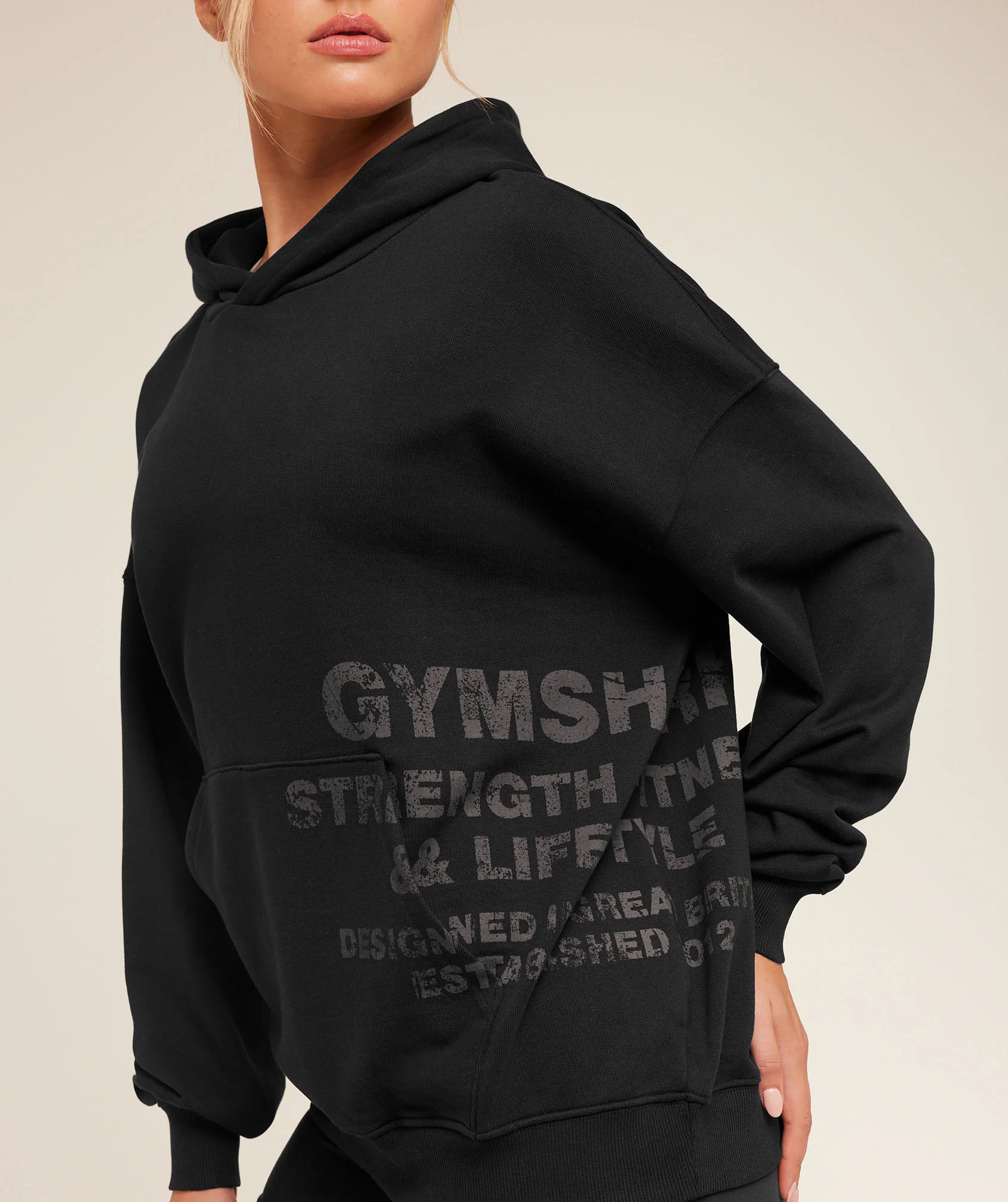 Gymshark Stacked Graphic Hoodie - Black - Image 5