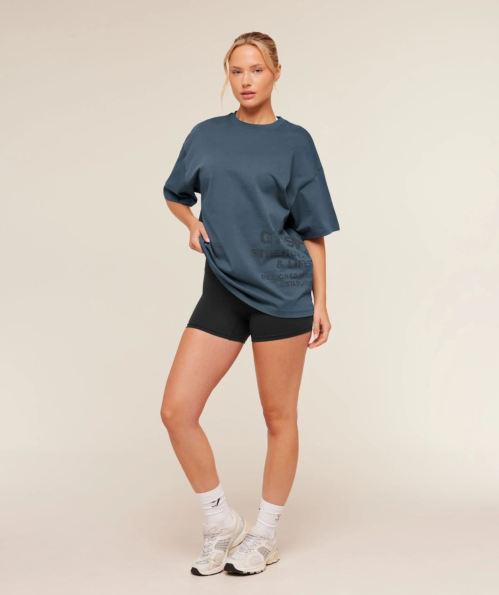 Gymshark Stacked Graphic Short Sleeve T-Shirt - Stealth Blue - Image 4