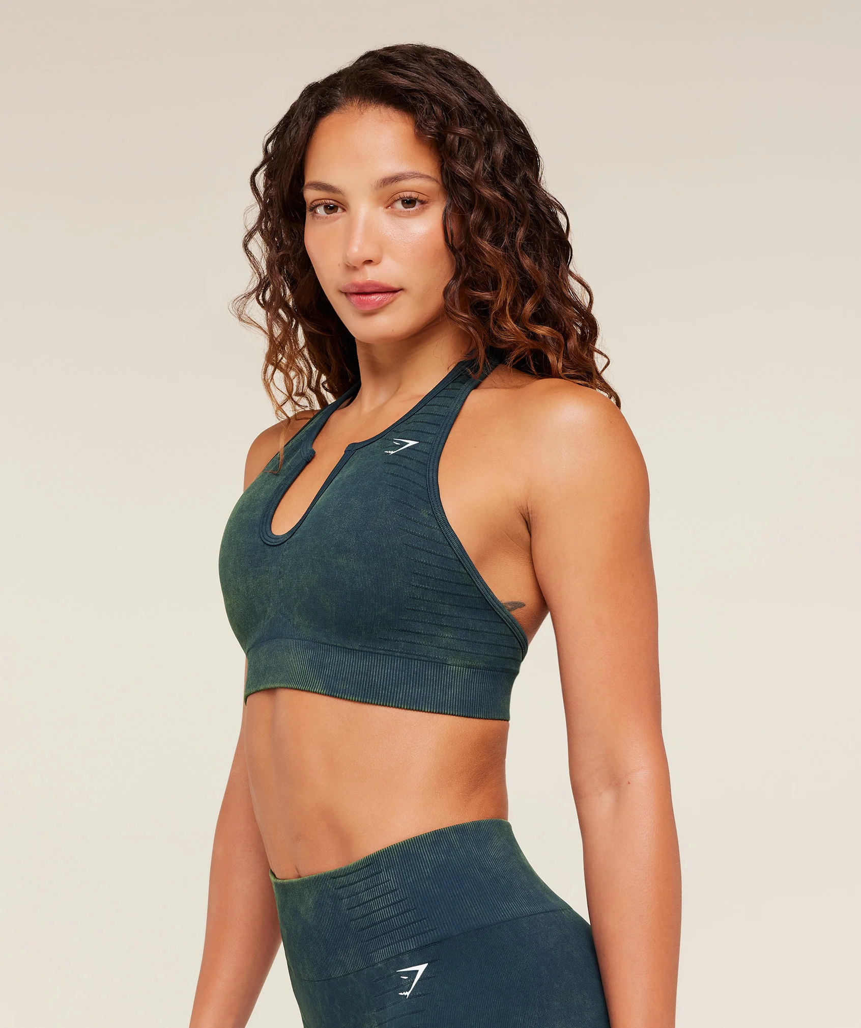 Gymshark Steel Seamless Halter Neck Bra - Deep Petrol Blue - Image 3