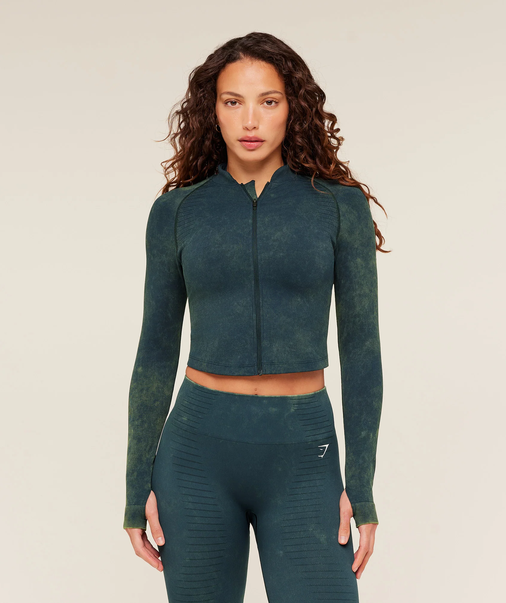 Gymshark Steel Seamless Zip Up Top - Deep Petrol Blue