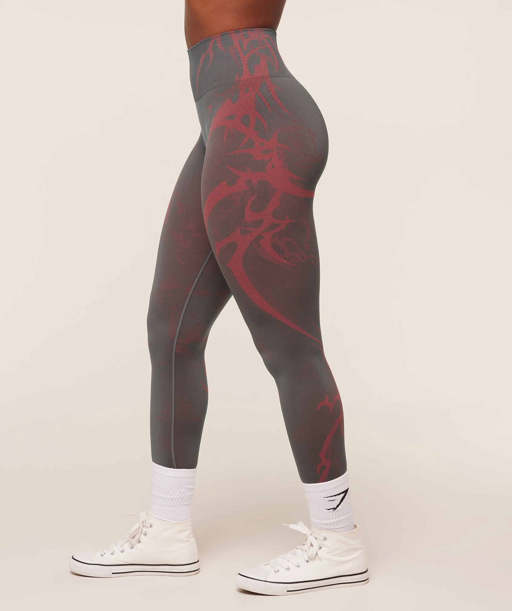 Gymshark Storm Seamless Leggings - GS Dark Grey/GS Zesty Red - Image 2