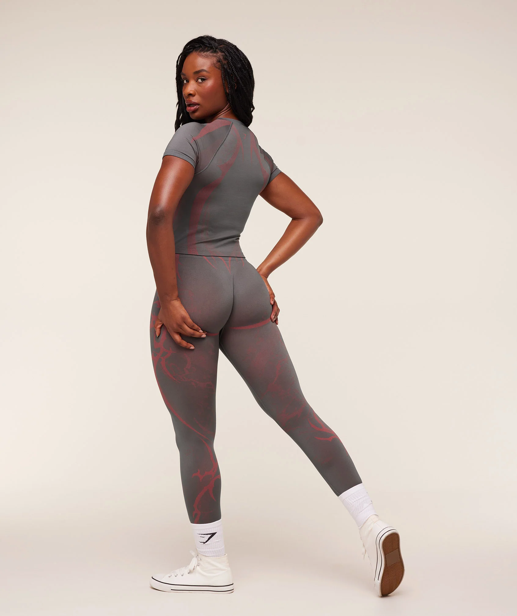 Gymshark Storm Seamless Leggings - GS Dark Grey/GS Zesty Red - Image 4