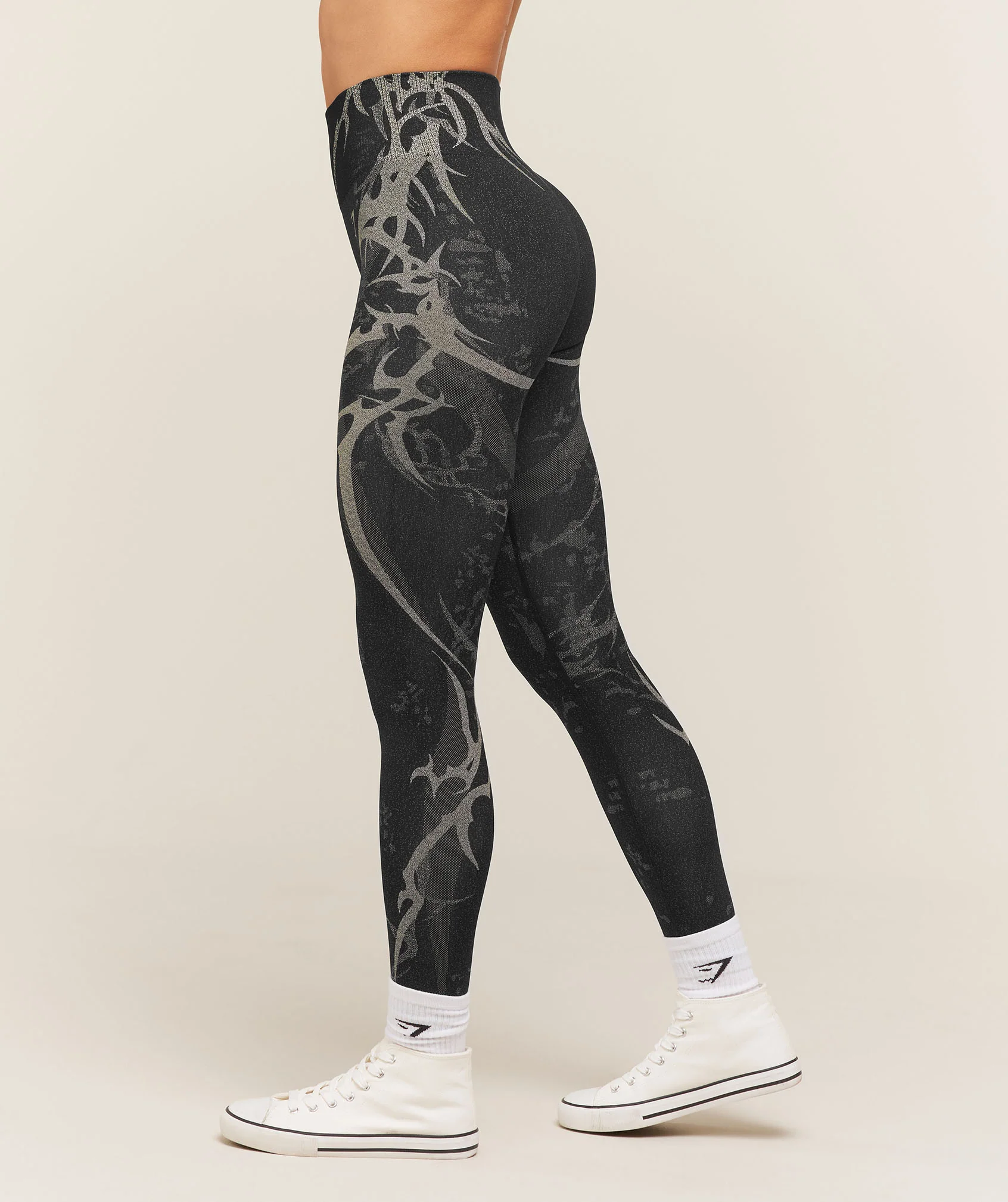 Gymshark Storm Seamless Leggings - Black/Tinted White - Image 3