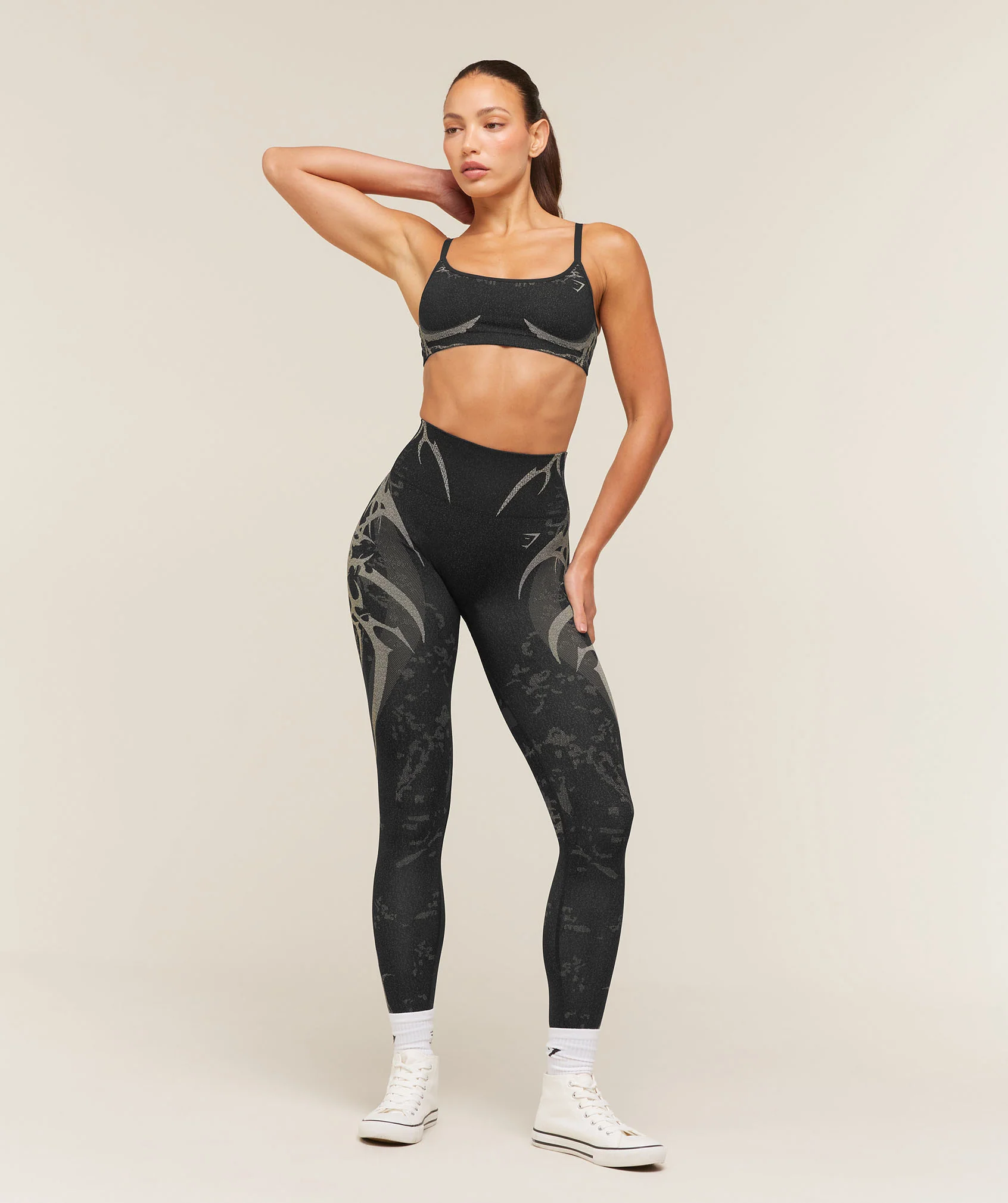 Gymshark Storm Seamless Leggings - Black/Tinted White - Image 4