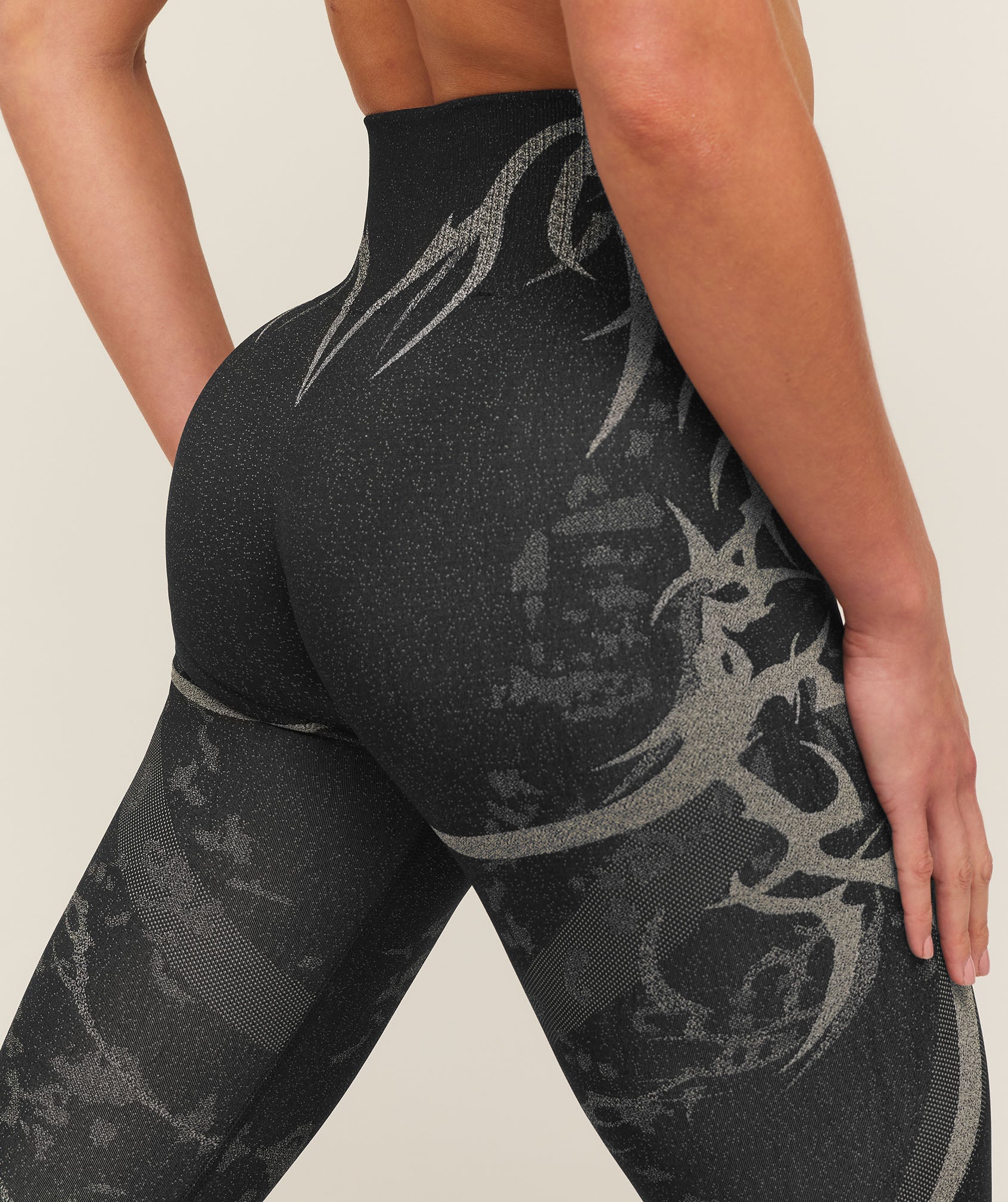 Gymshark Storm Seamless Leggings - Black/Tinted White - Image 5