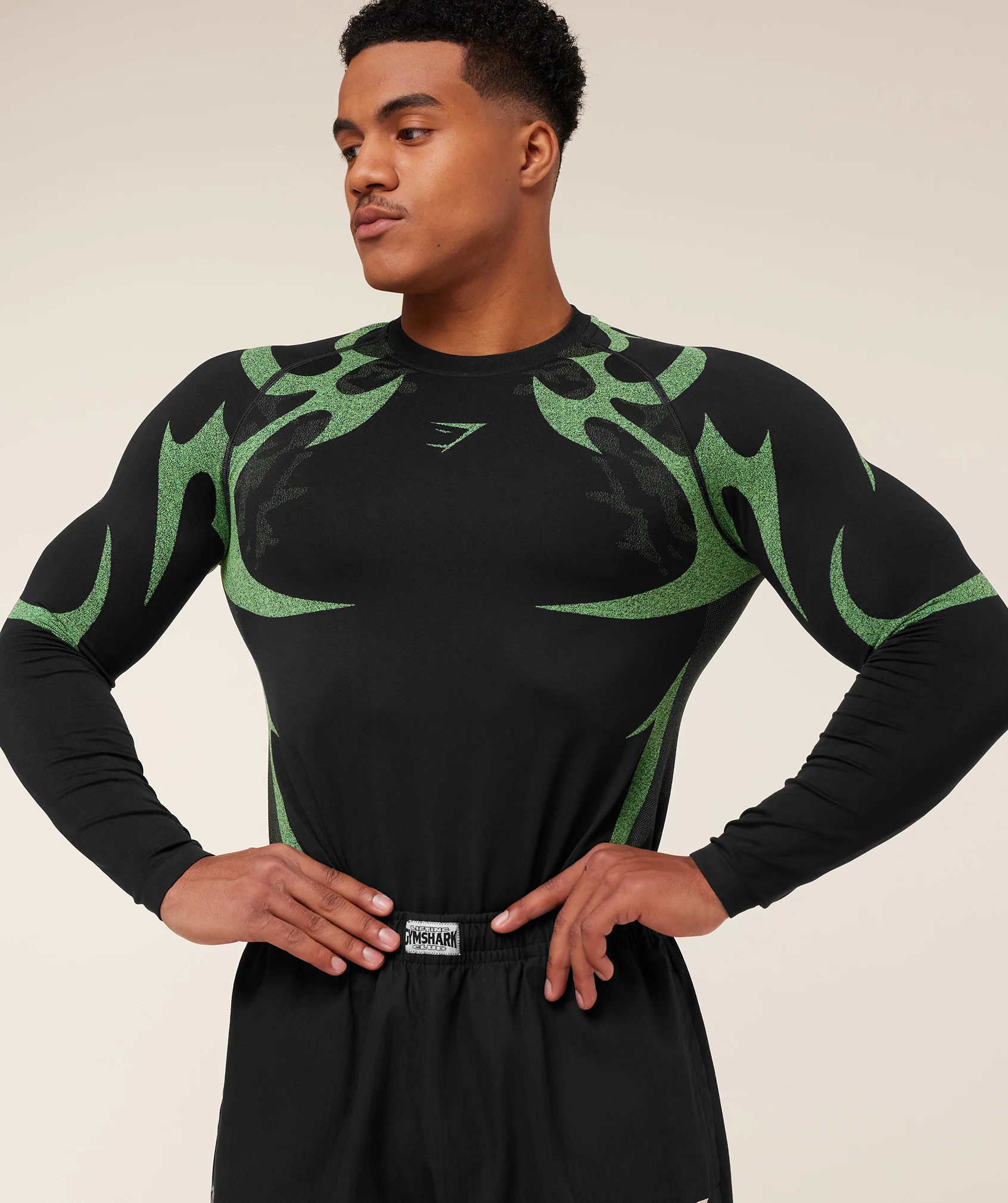 Gymshark Storm Seamless Long Sleeve T-Shirt - Black/Active Green - Image 7