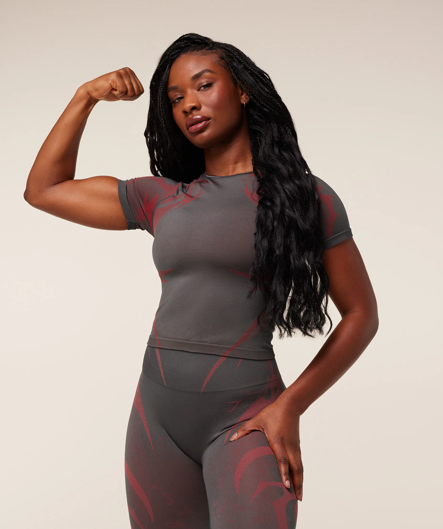 Gymshark Storm Seamless Top - GS Dark Grey/GS Zesty Red - Image 4