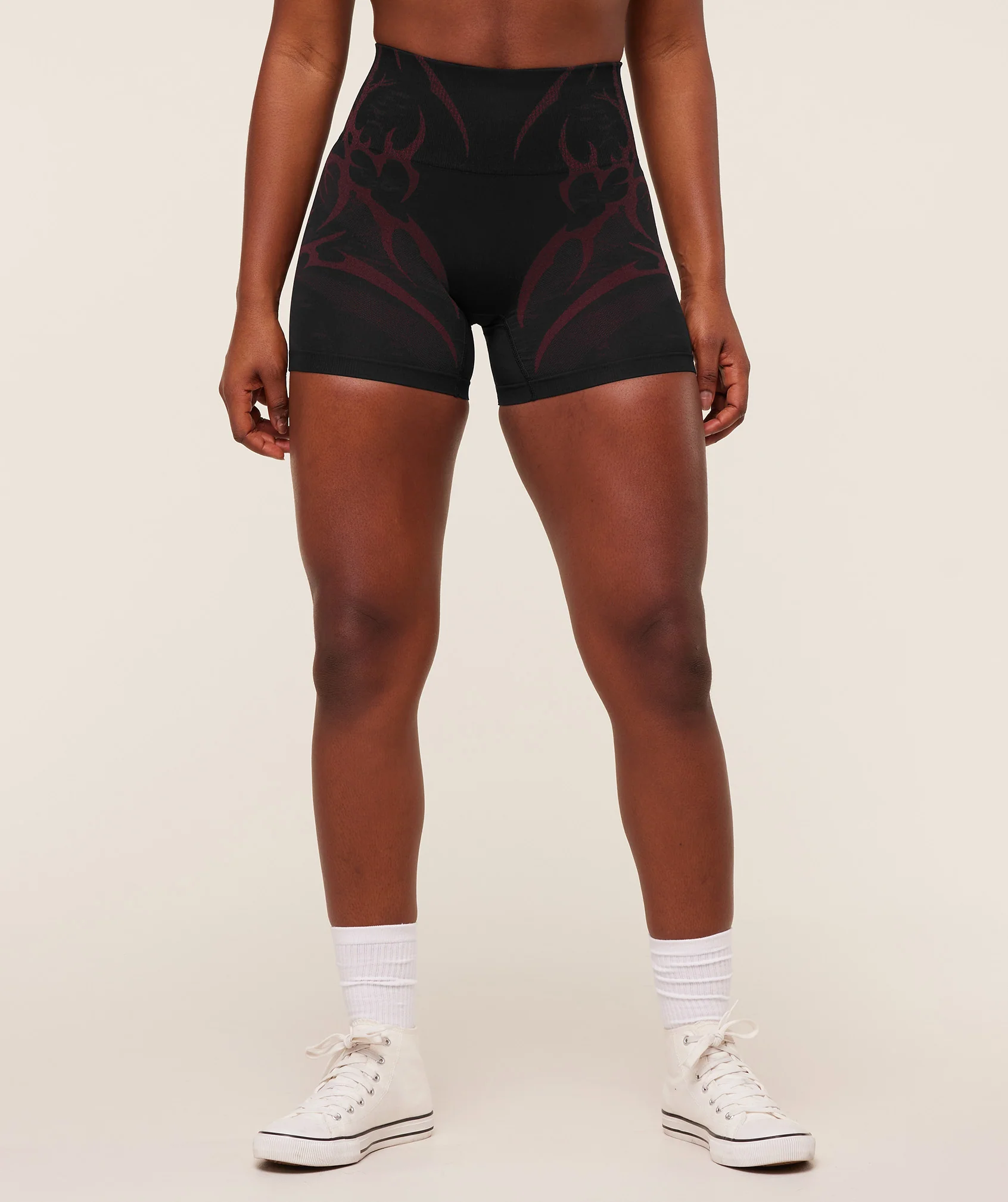 Gymshark Storm Seamless Shorts - Black/Rich Maroon