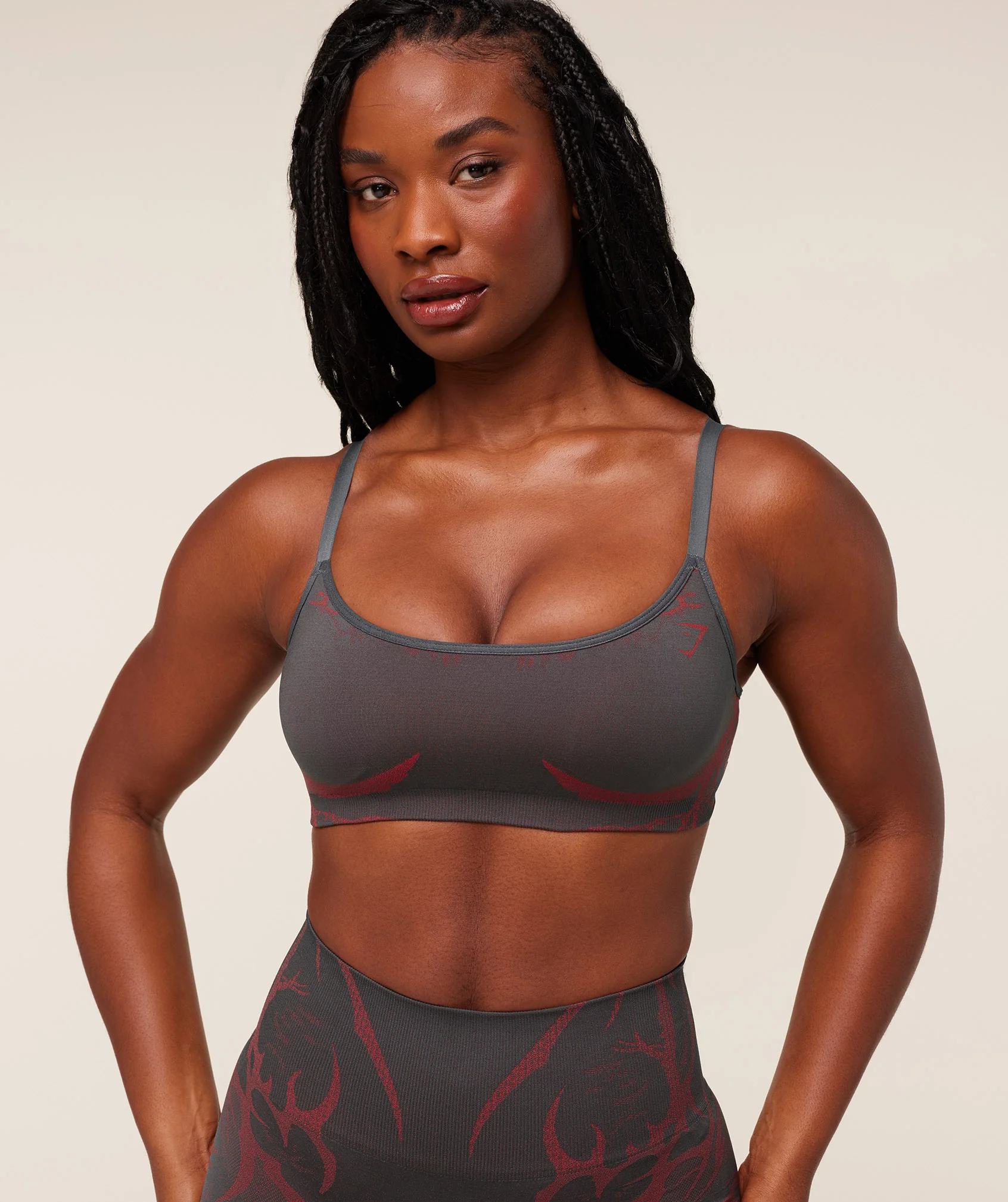 Gymshark Storm Seamless Sports Bra - GS Dark Grey/GS Zesty Red - Image 4